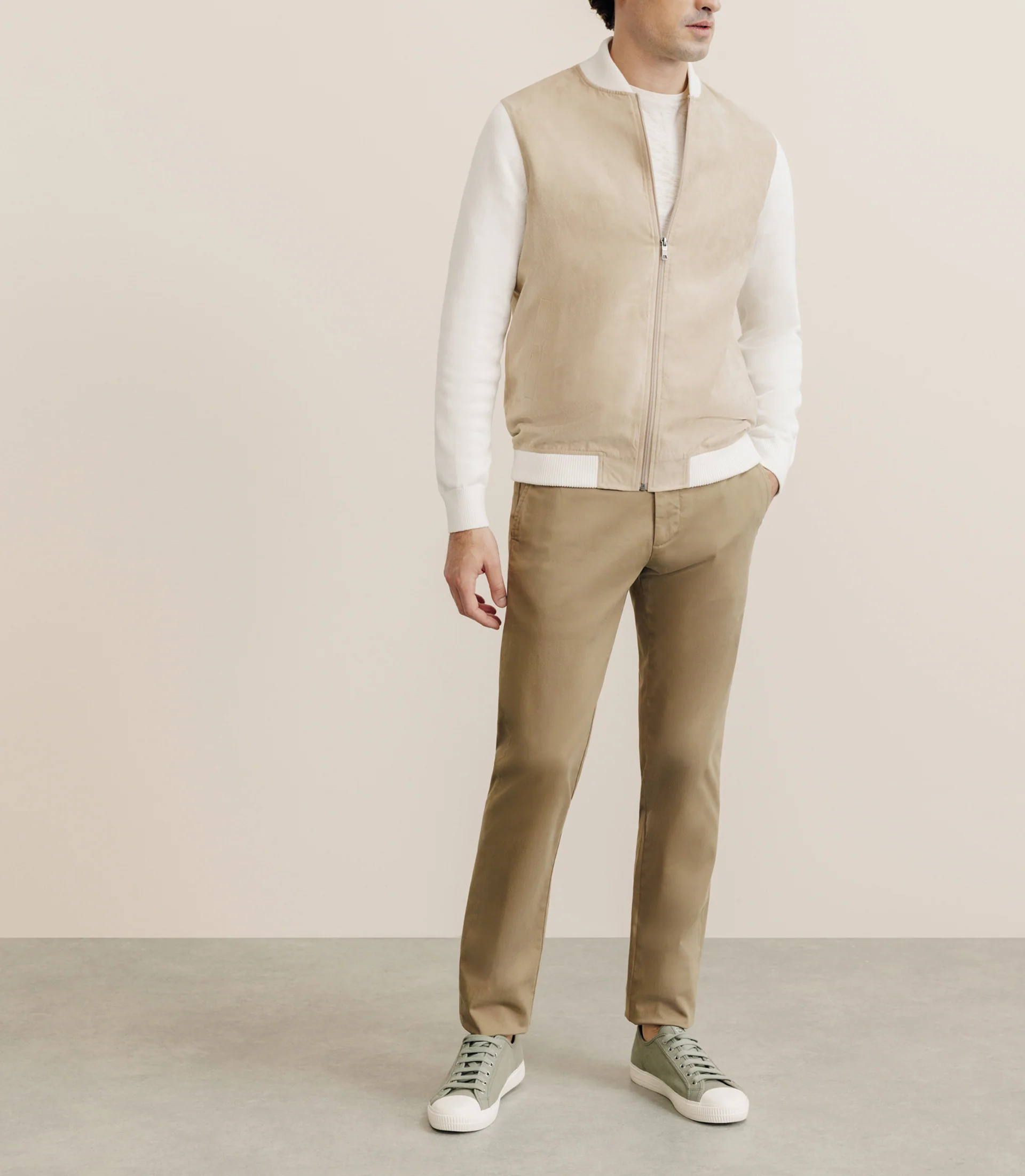 Gilet bi matière beige - Image 2
