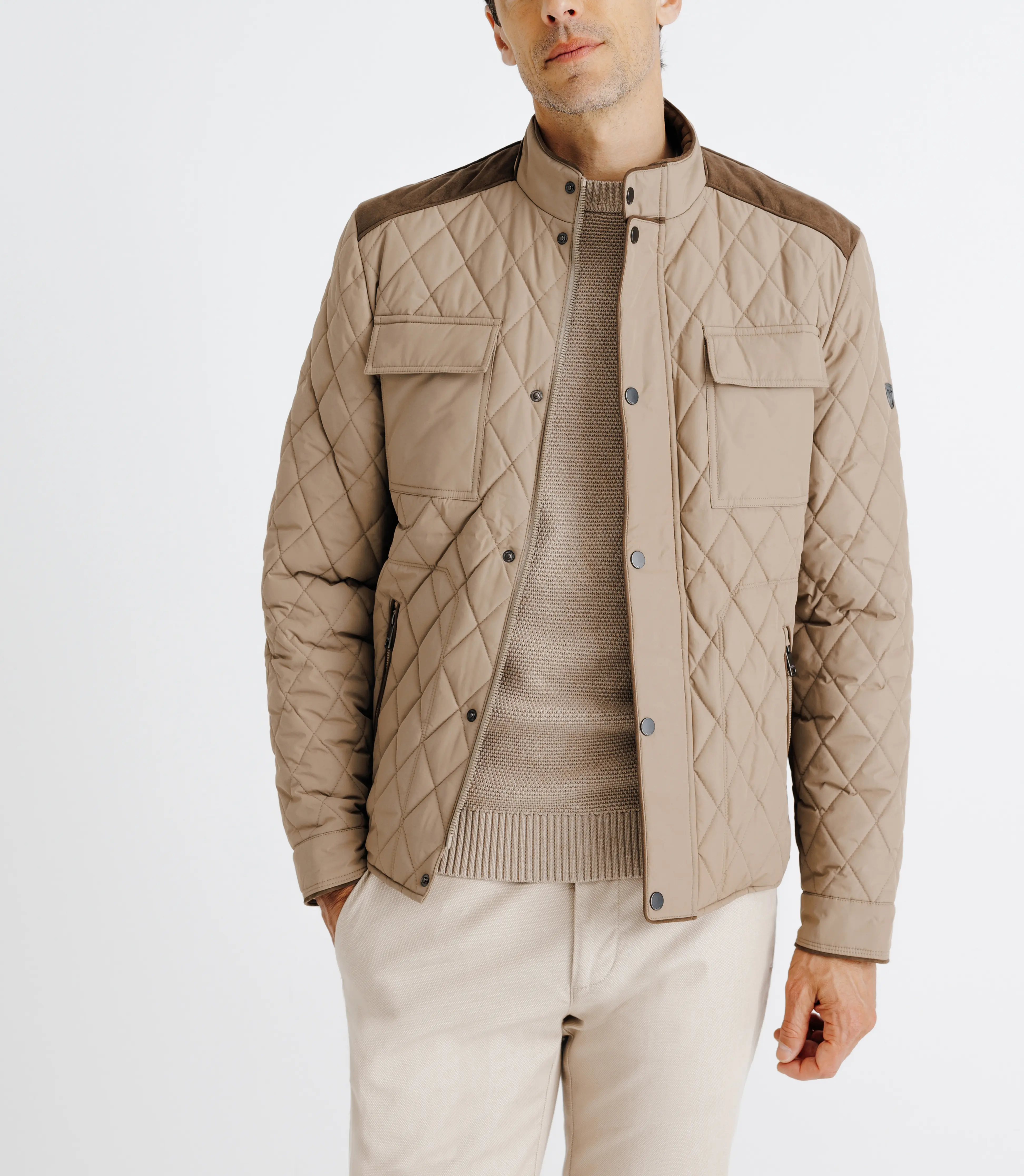 Blouson déperlant col montant beige - Image 3