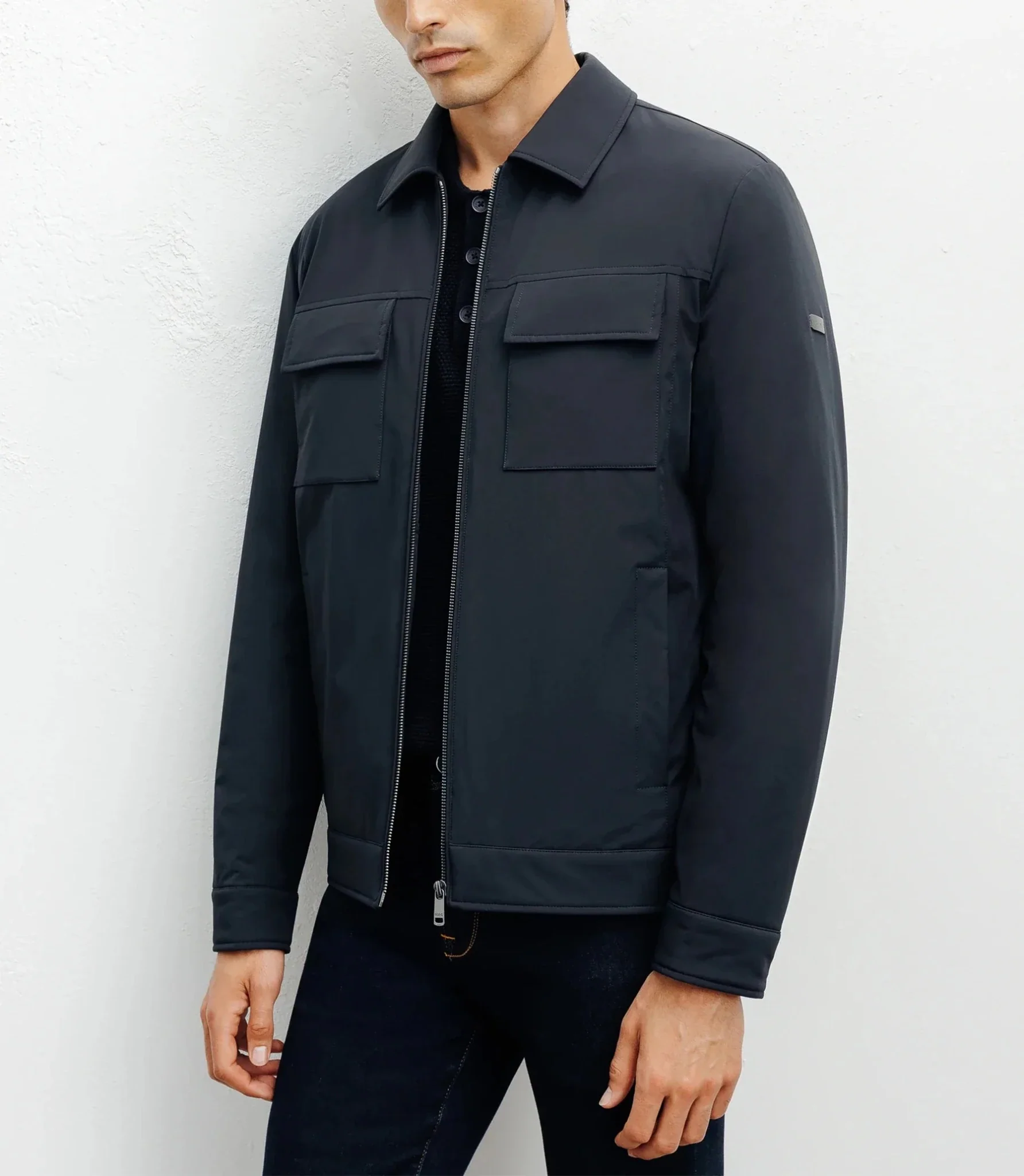 Blouson col chemise marine