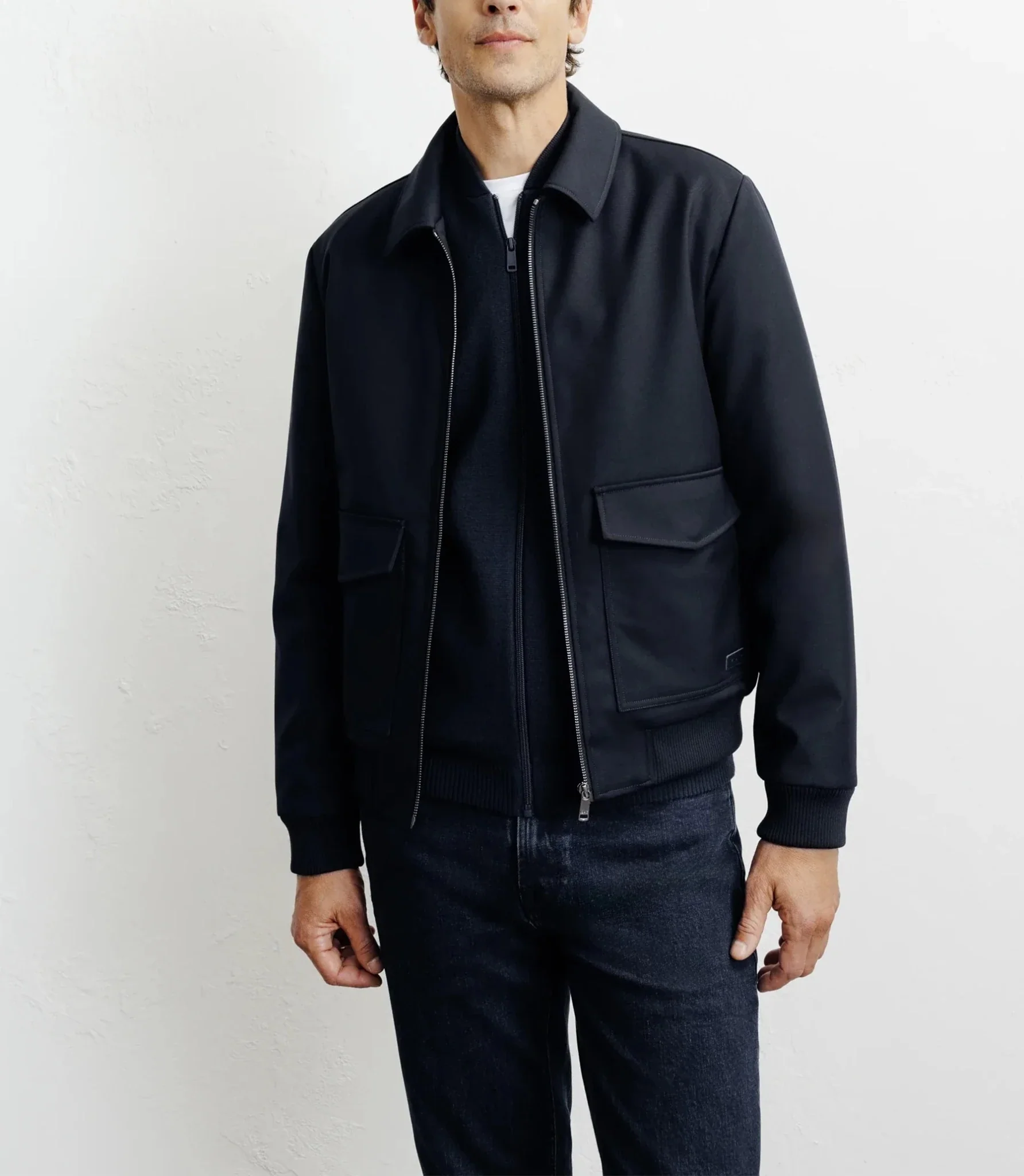 Blouson col chemise marine