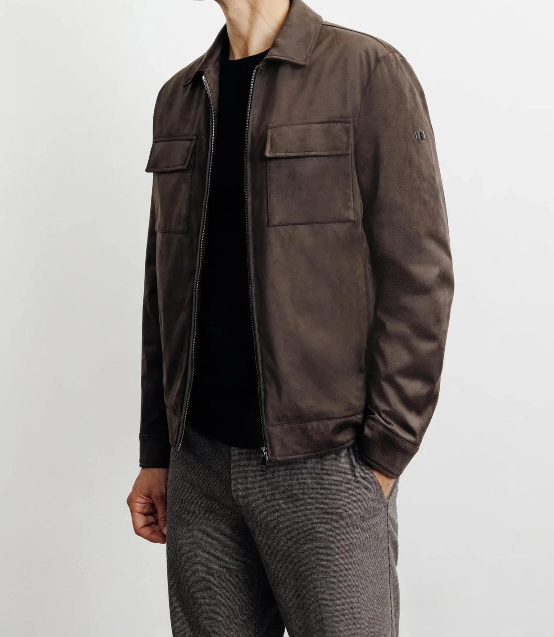 Blouson col chemise marron