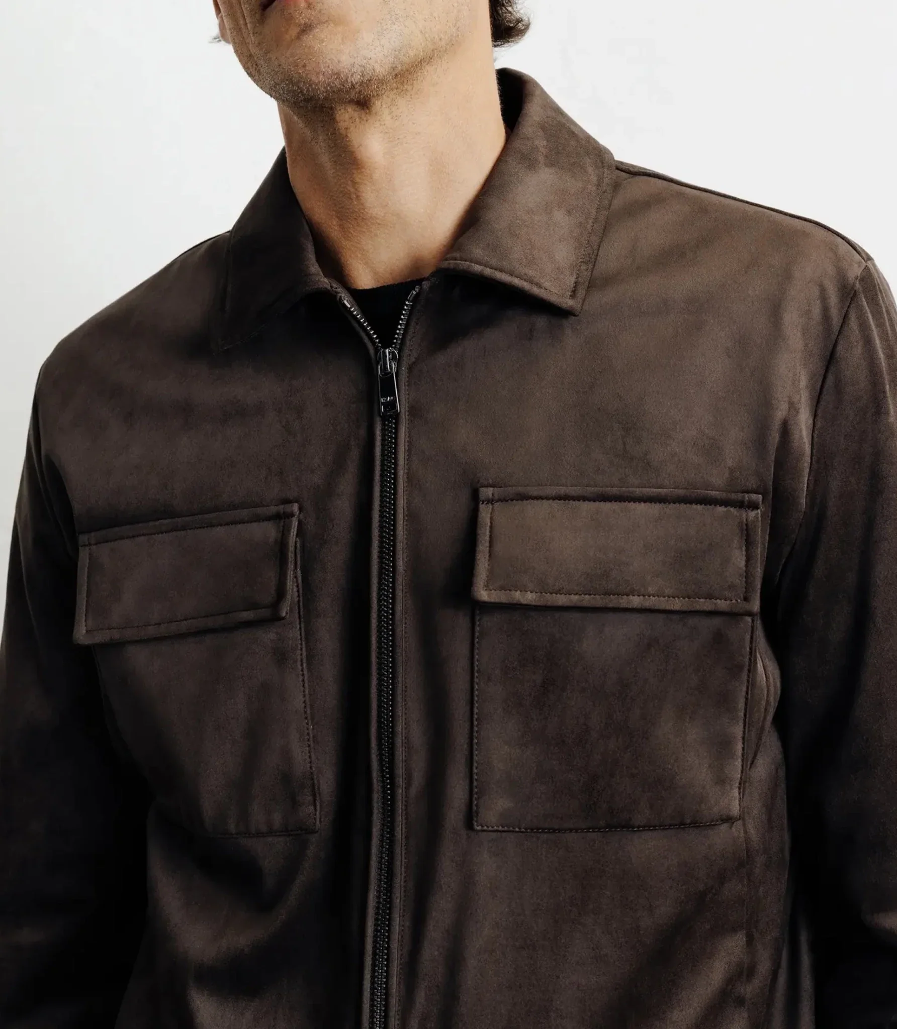 Blouson col chemise marron - Image 2