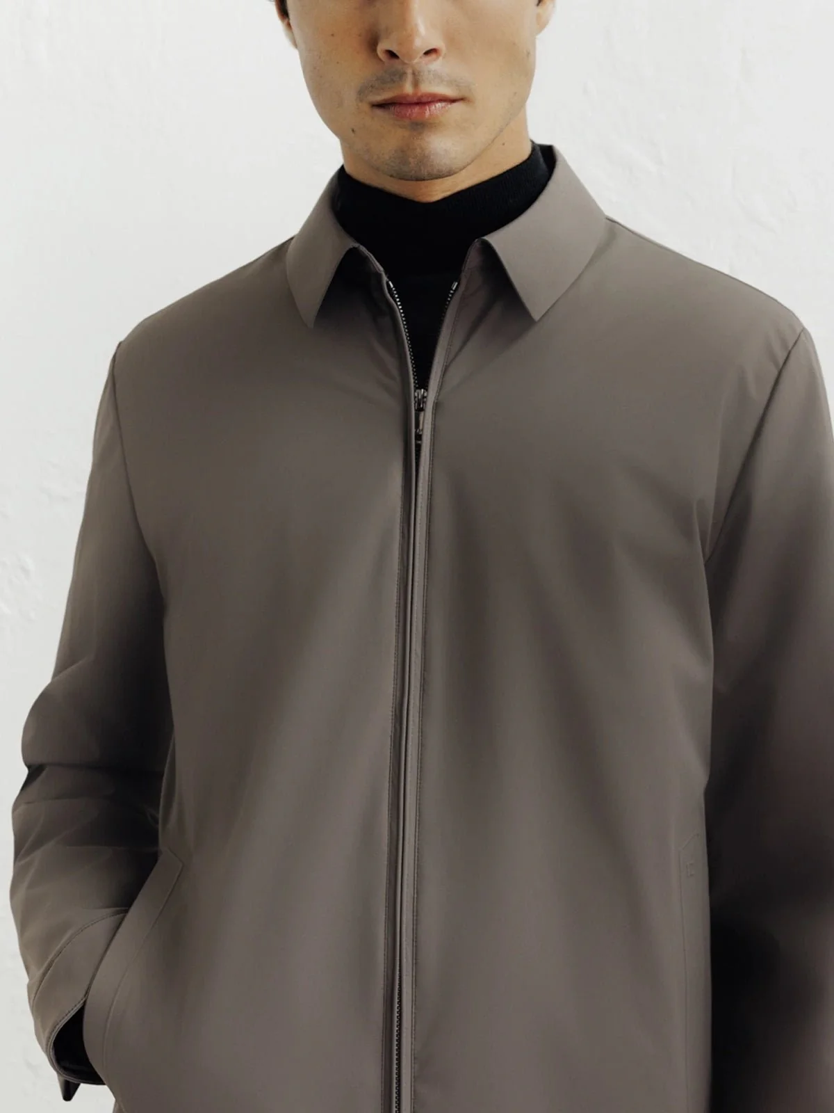 Blouson col chemise taupe - Image 2