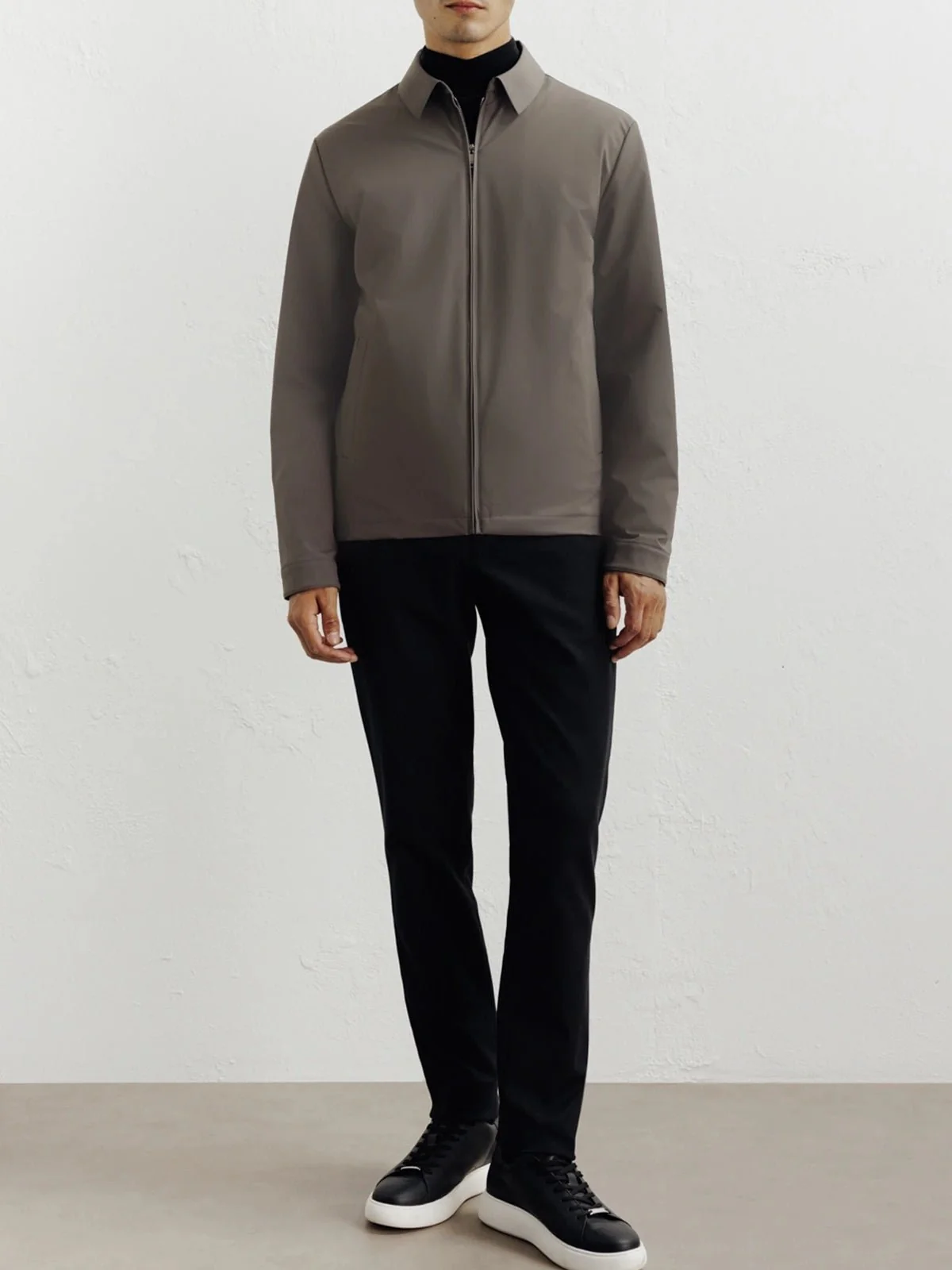 Blouson col chemise taupe - Image 3