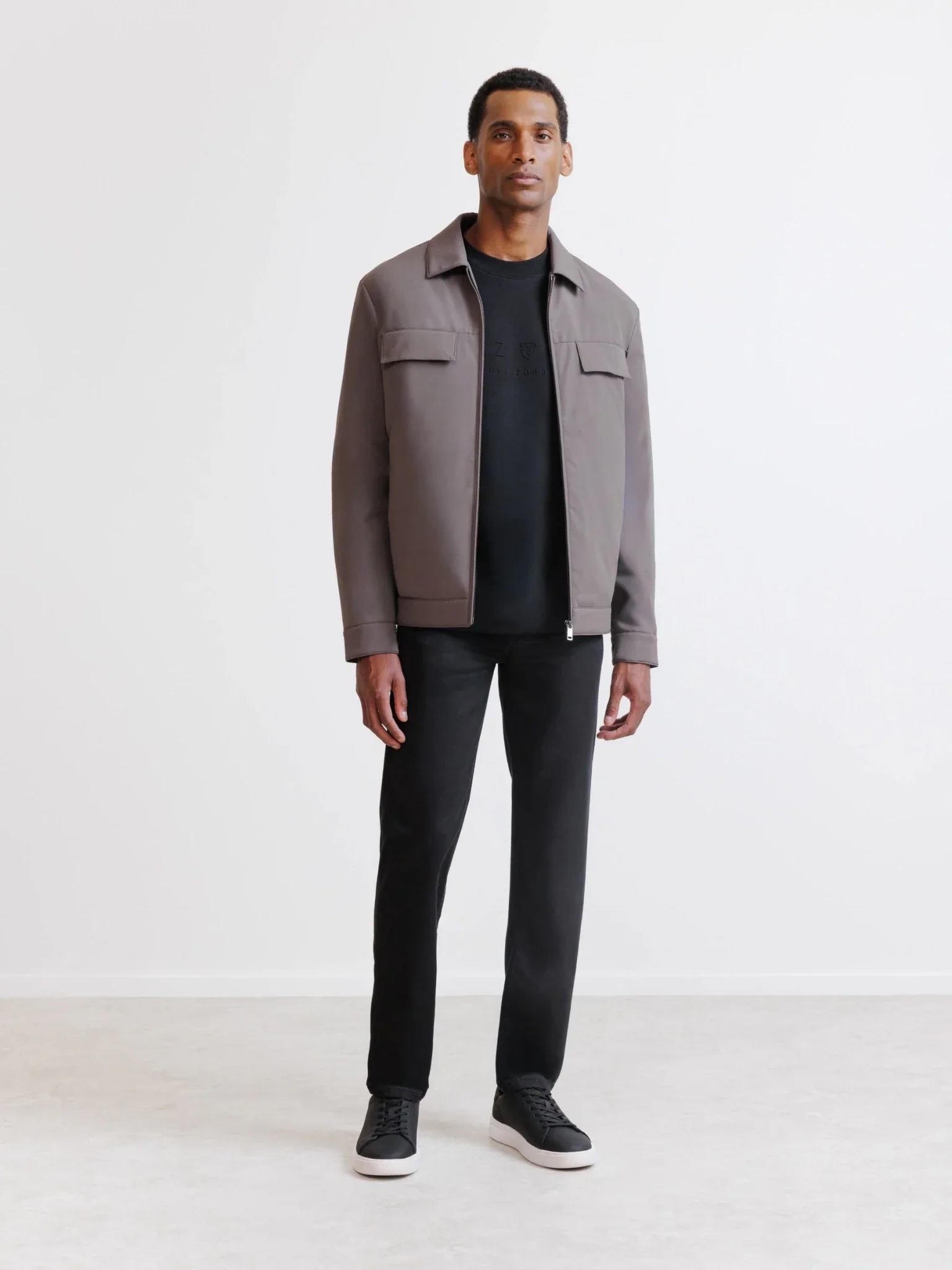 Blouson col chemise taupe - Image 3