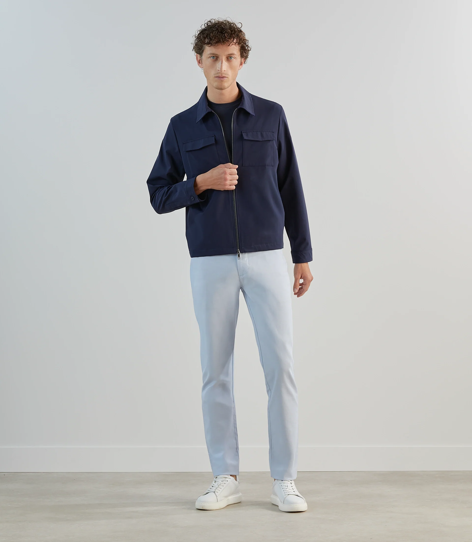 Blouson col chemise tissu technique marine - Image 3