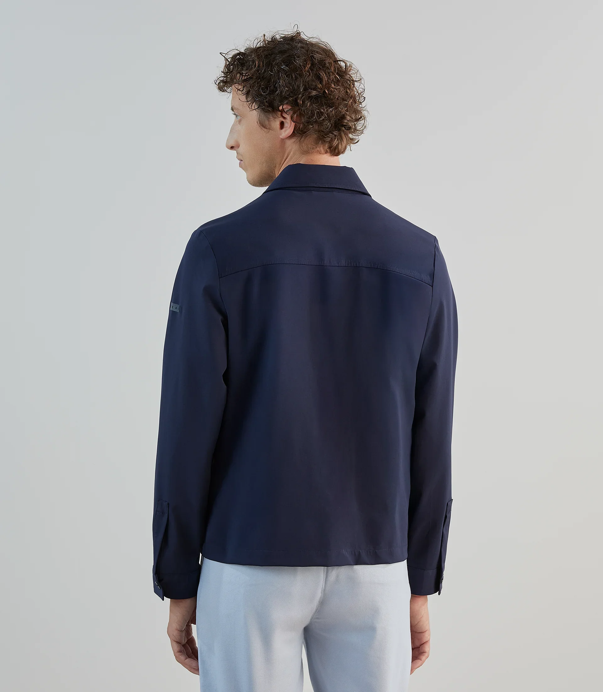 Blouson col chemise tissu technique marine - Image 4