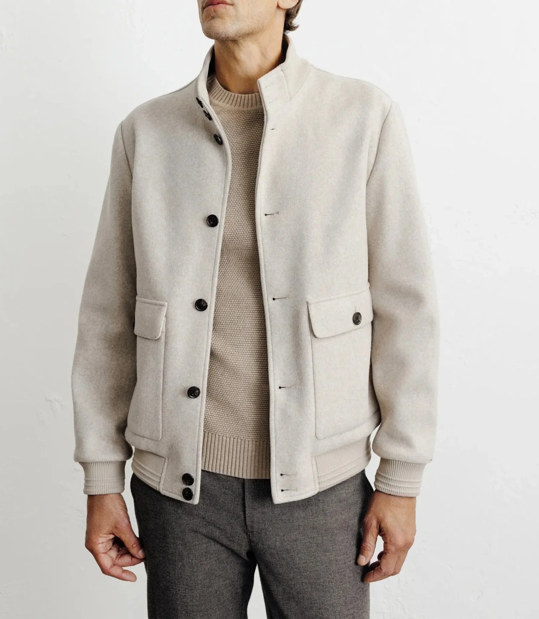 Blouson col montant beige