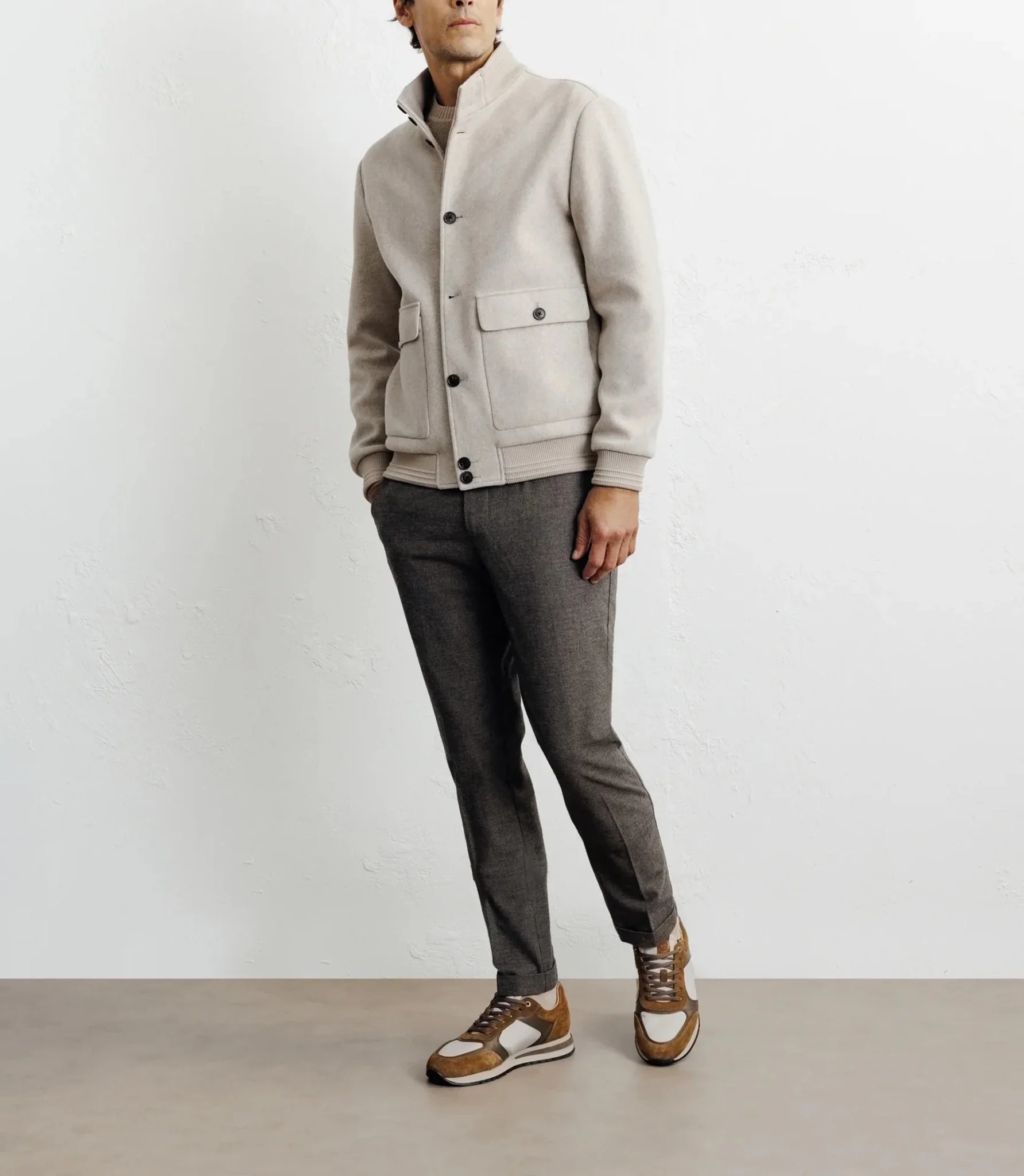 Blouson col montant beige - Image 3