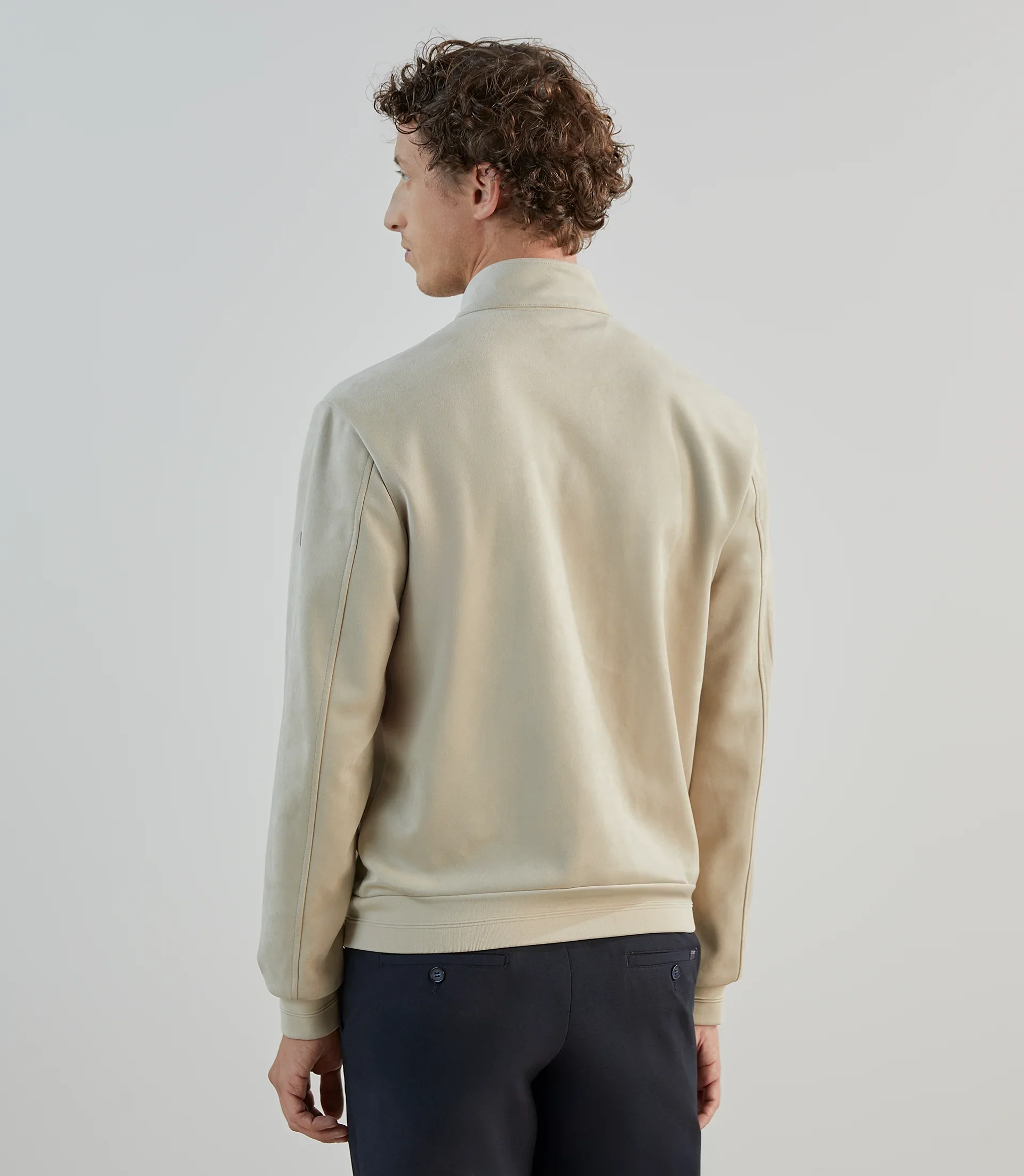 Blouson col montant en suède écru - Image 4