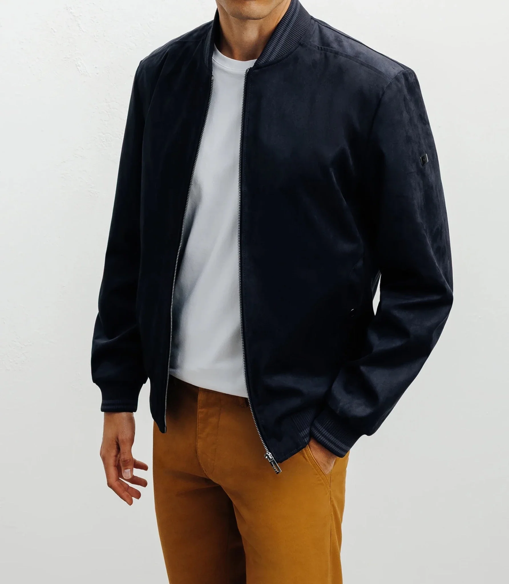 Blouson col teddy marine