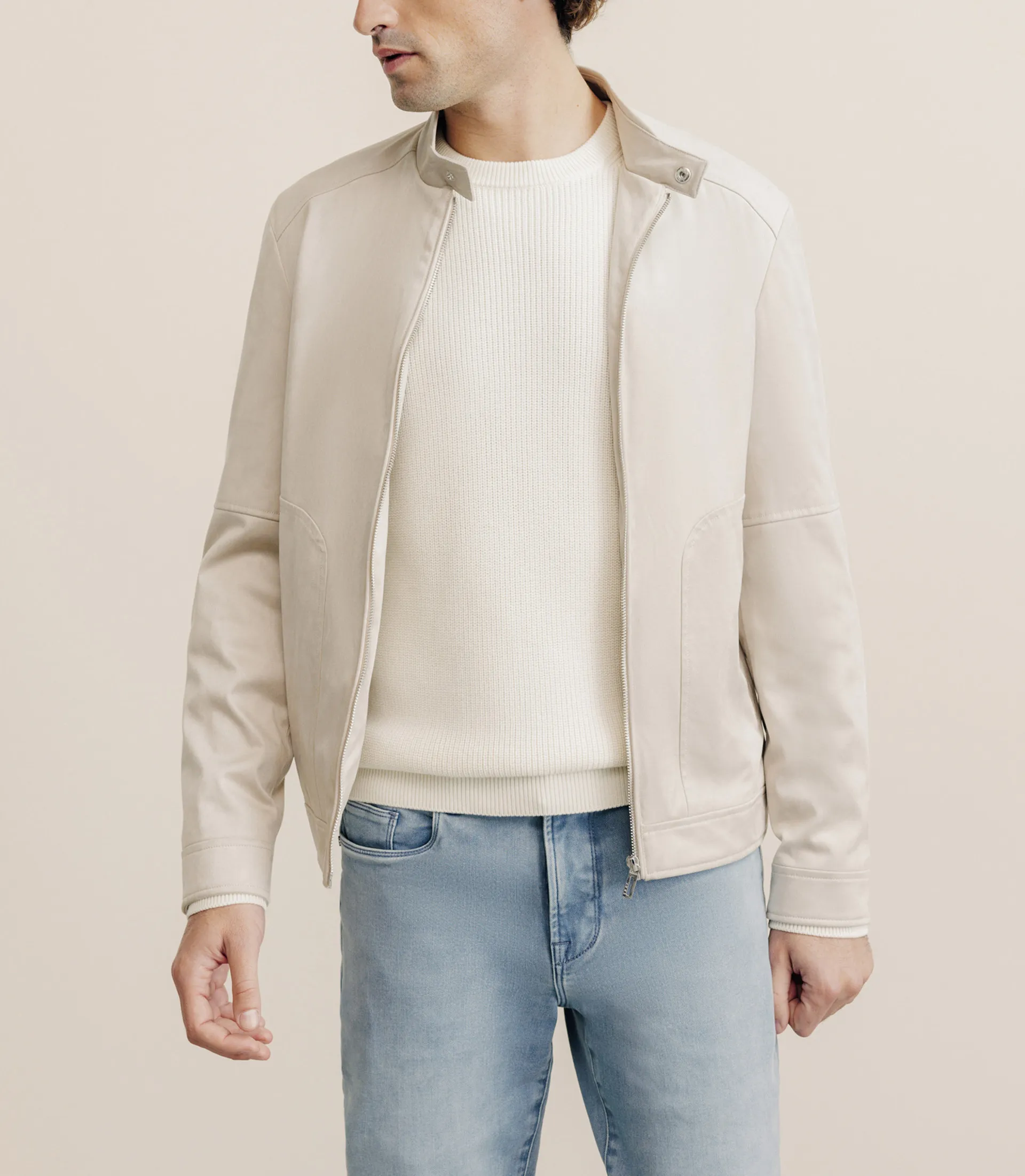 Blouson en suédine écru