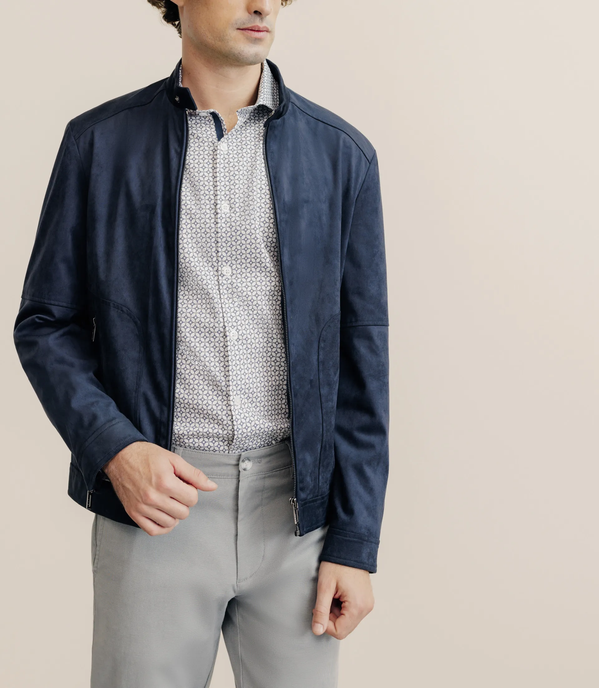 Blouson en suédine marine