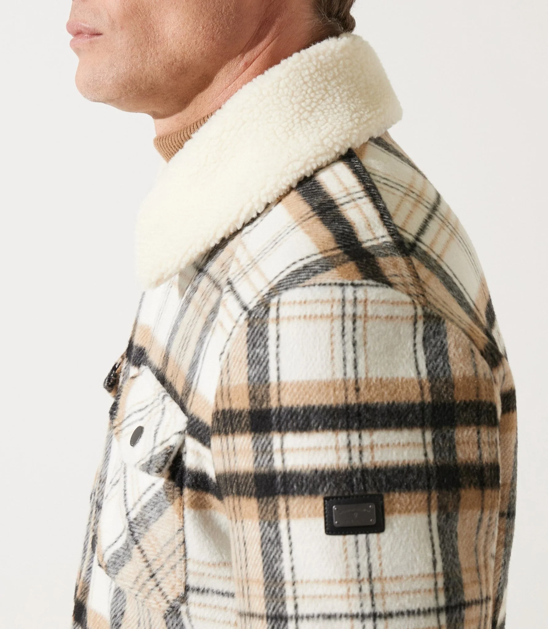 Blouson en laine col sherpa camel/noir MUNICH - Image 3