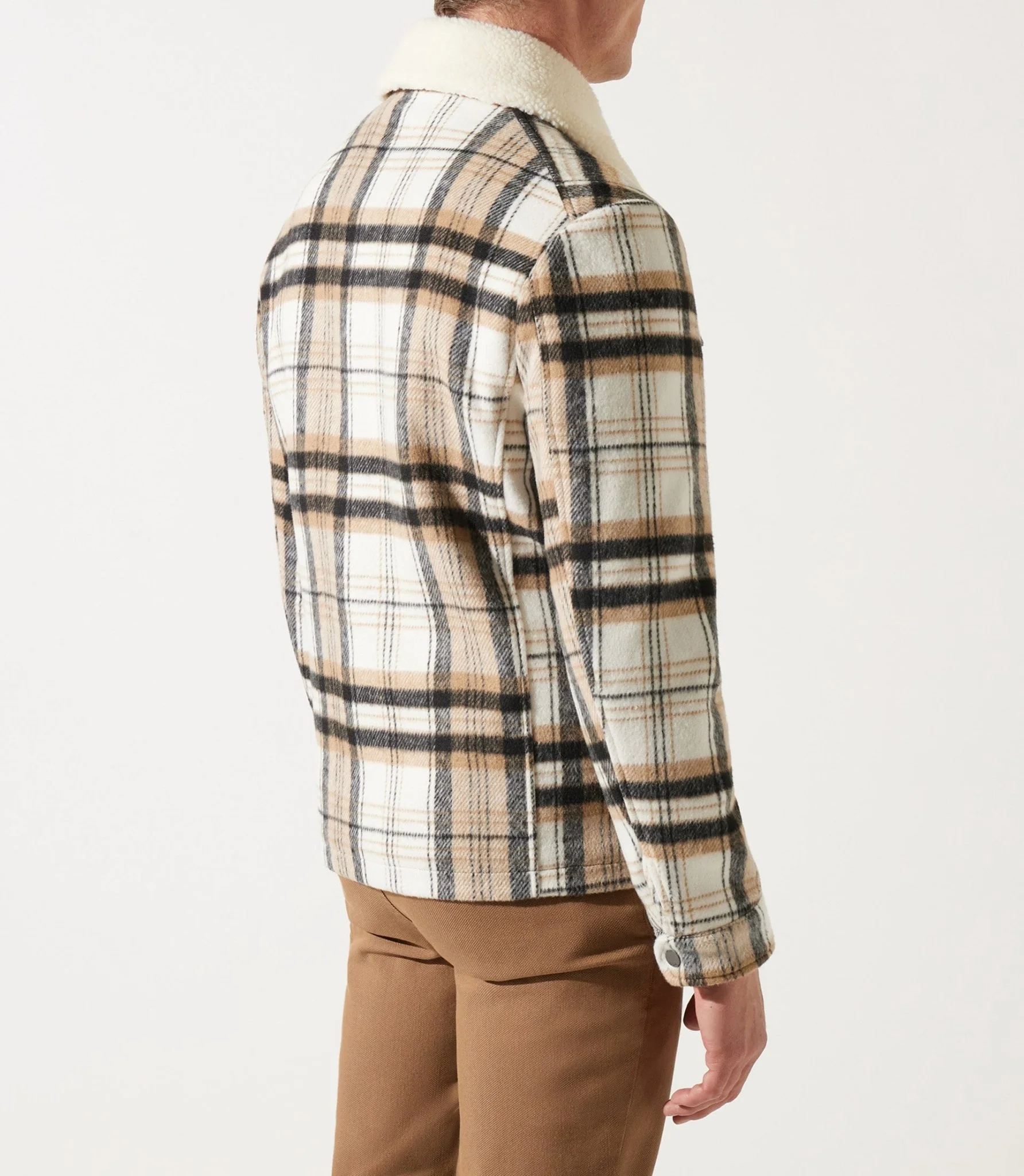 Blouson en laine col sherpa camel/noir MUNICH - Image 4