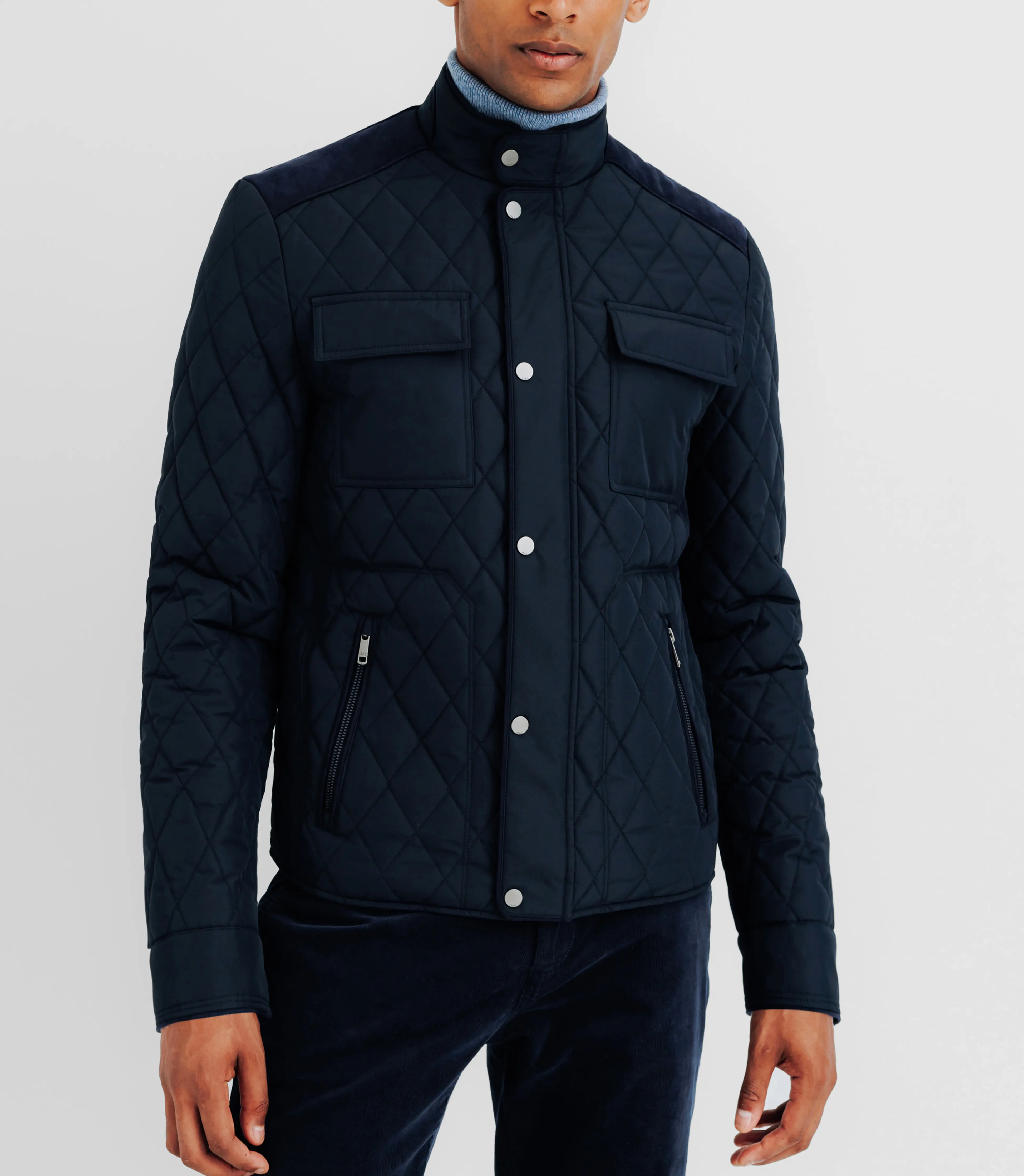 Blouson déperlant col montant marine - Image 2