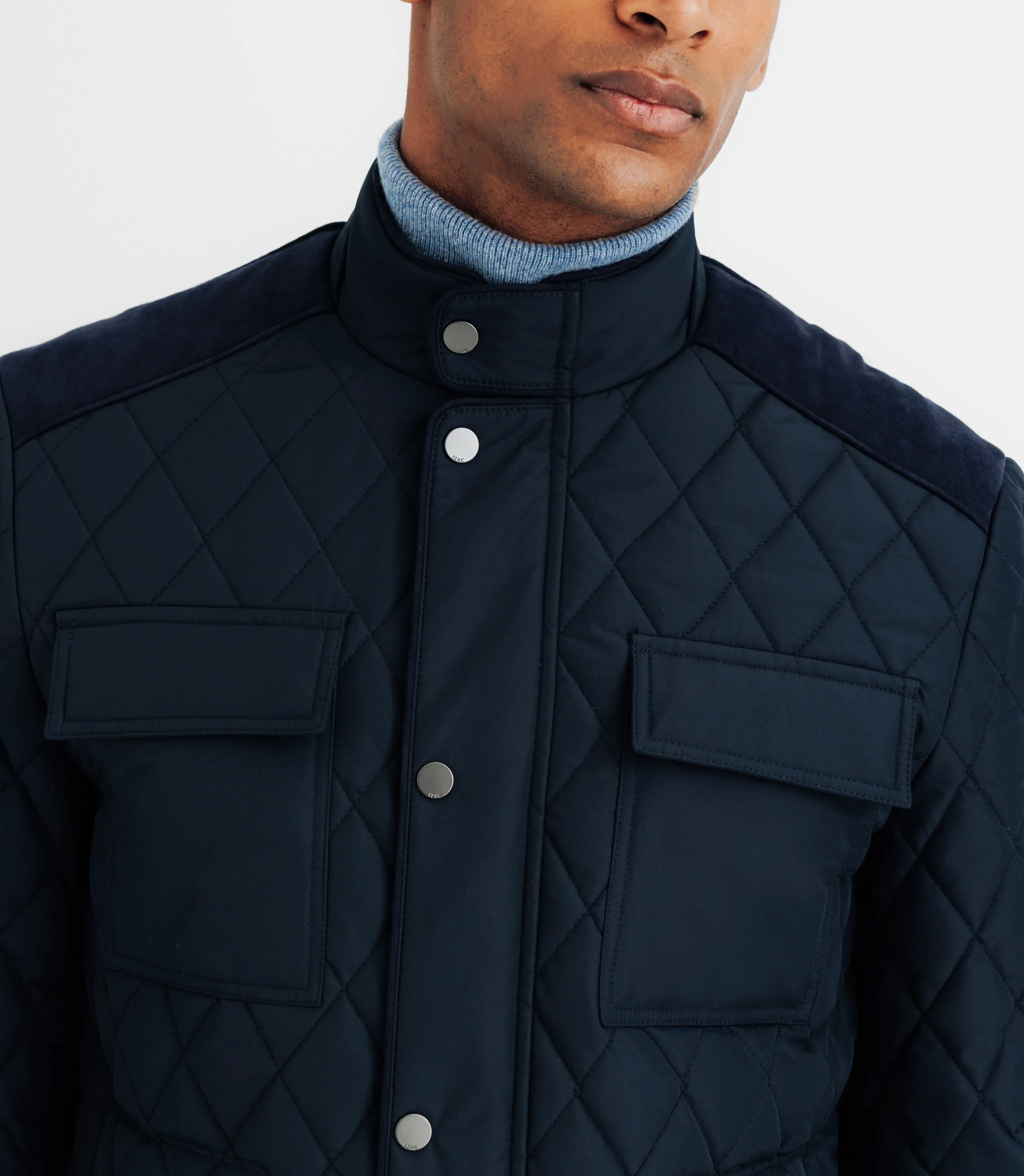 Blouson déperlant col montant marine - Image 3