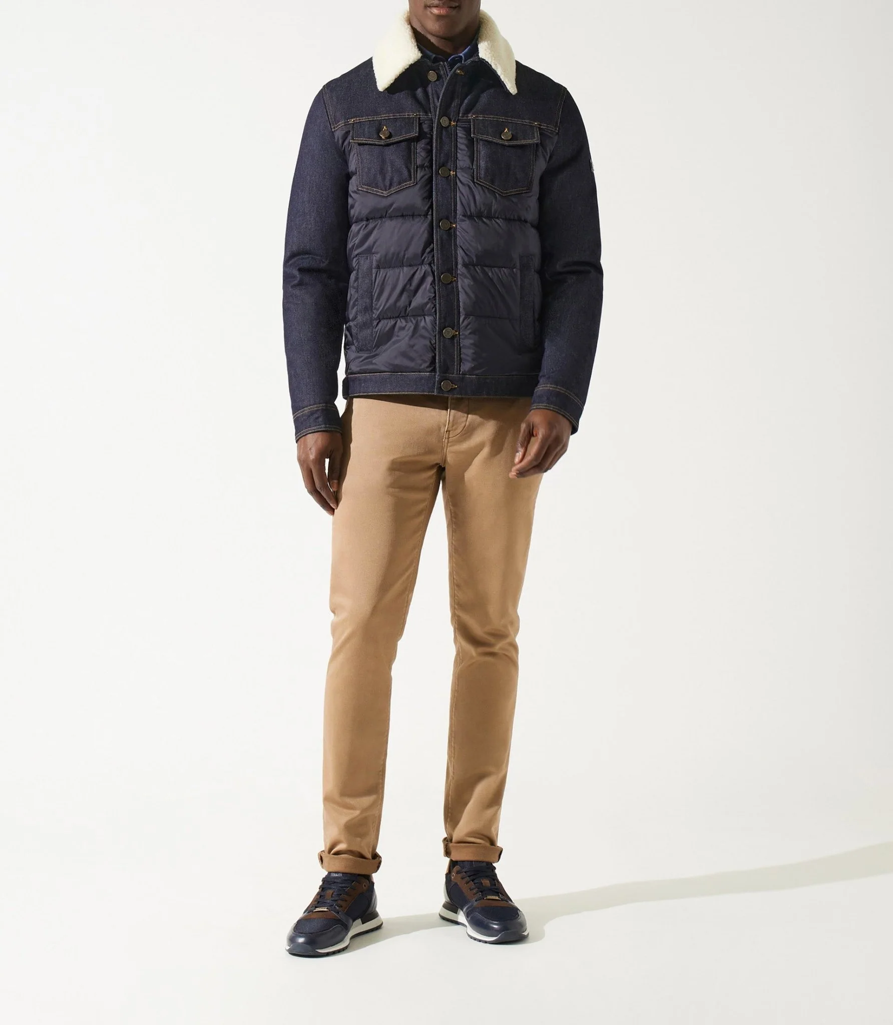 Blouson matelasse bi_matiere marine MONTREAL - Image 2