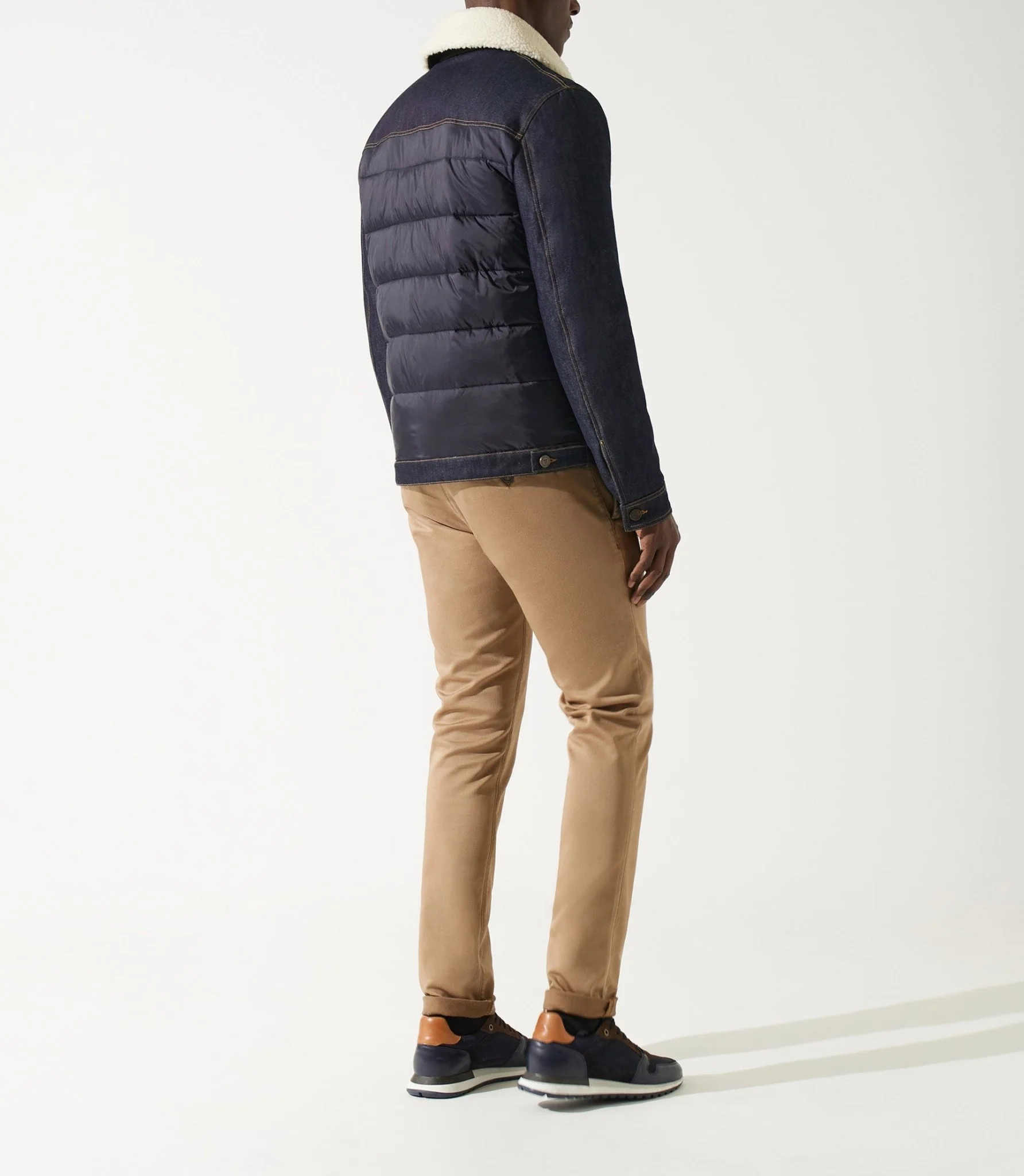 Blouson matelasse bi_matiere marine MONTREAL - Image 4