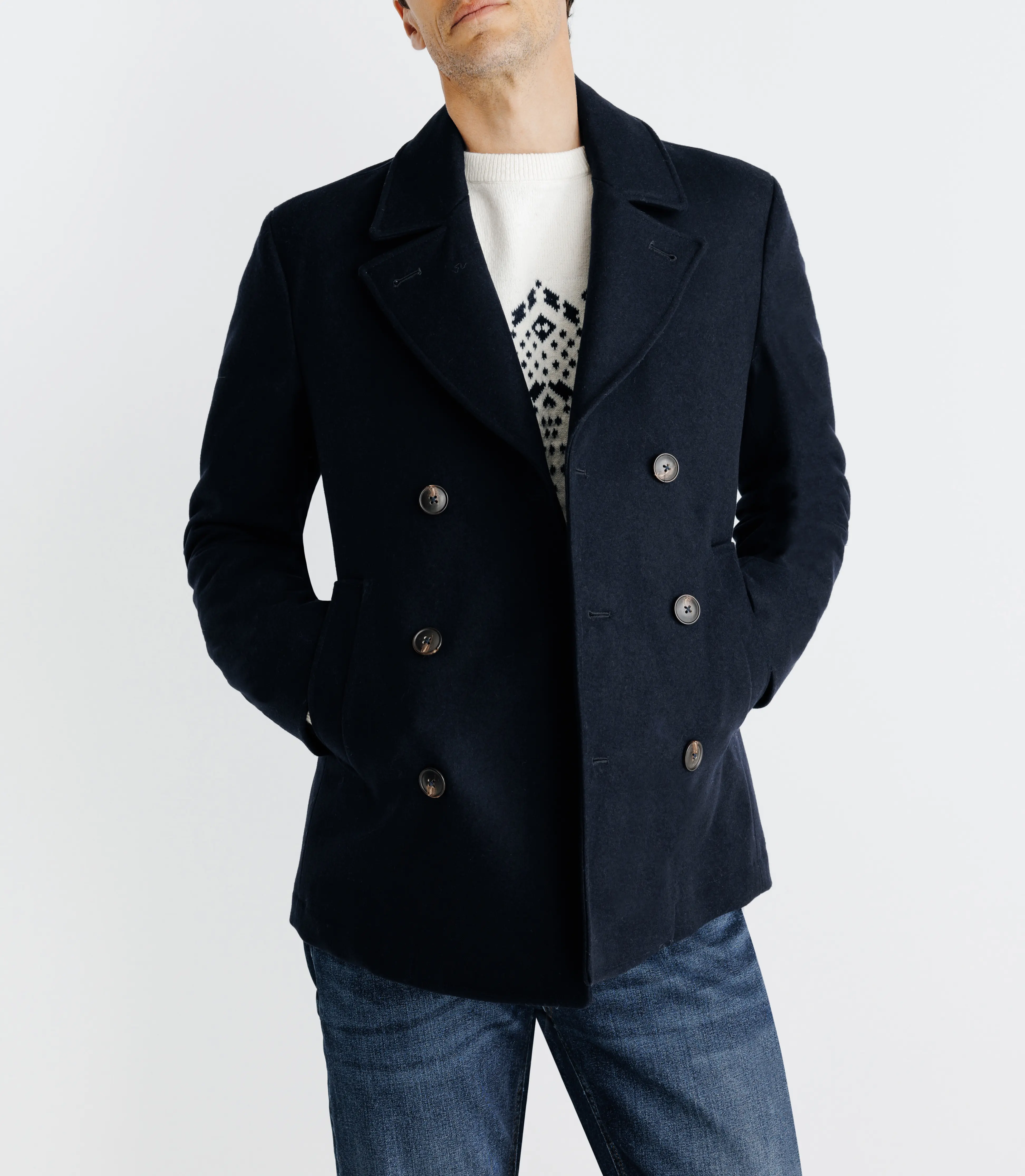 Manteau ville croisé marine - Image 4
