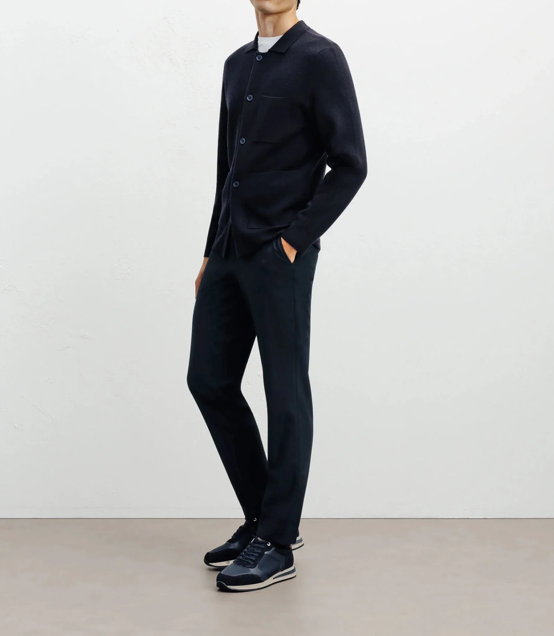 Cardigan surchemise en maille marine - Image 3