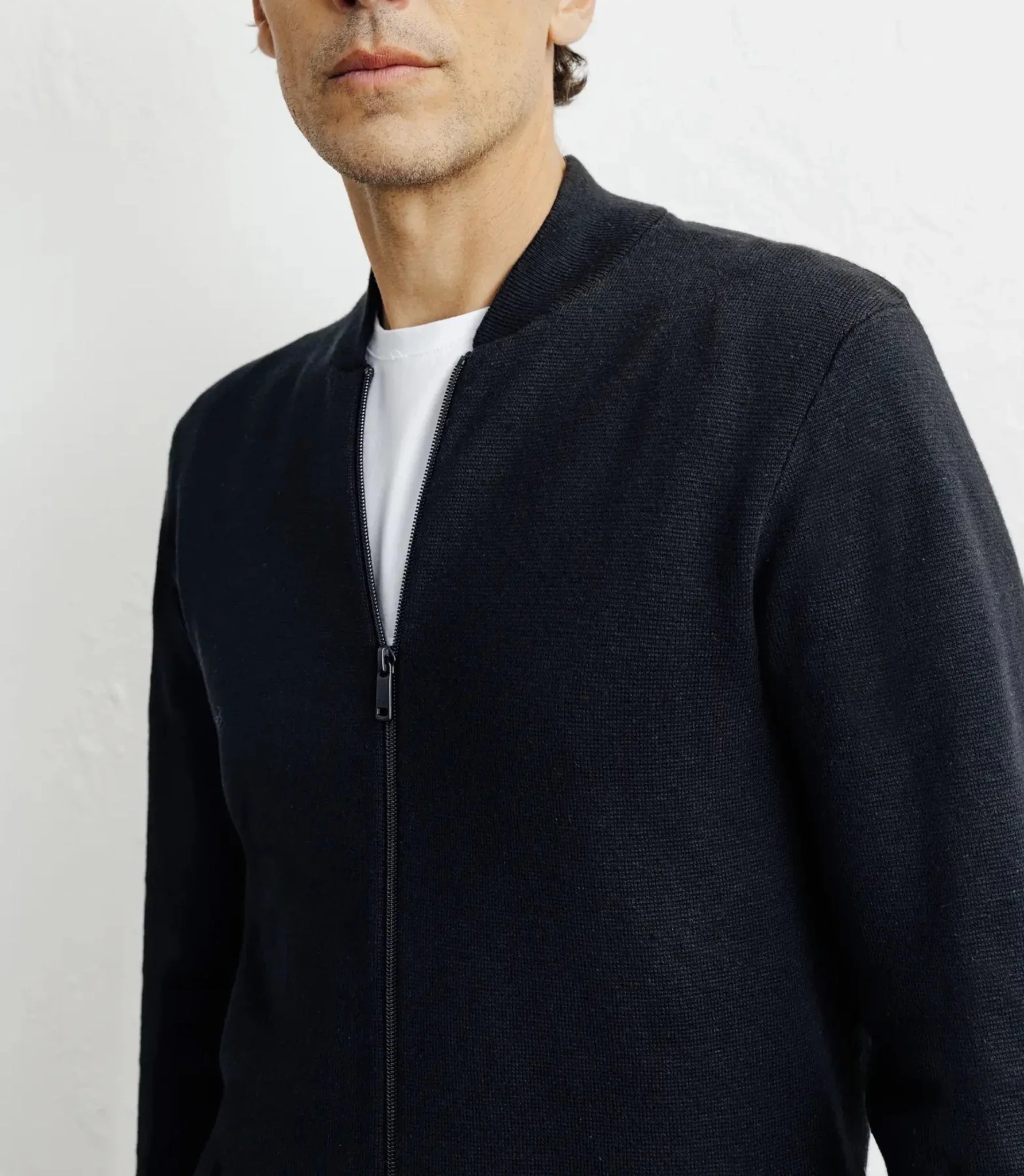 Cardigan zippé col teddy noir - Image 2