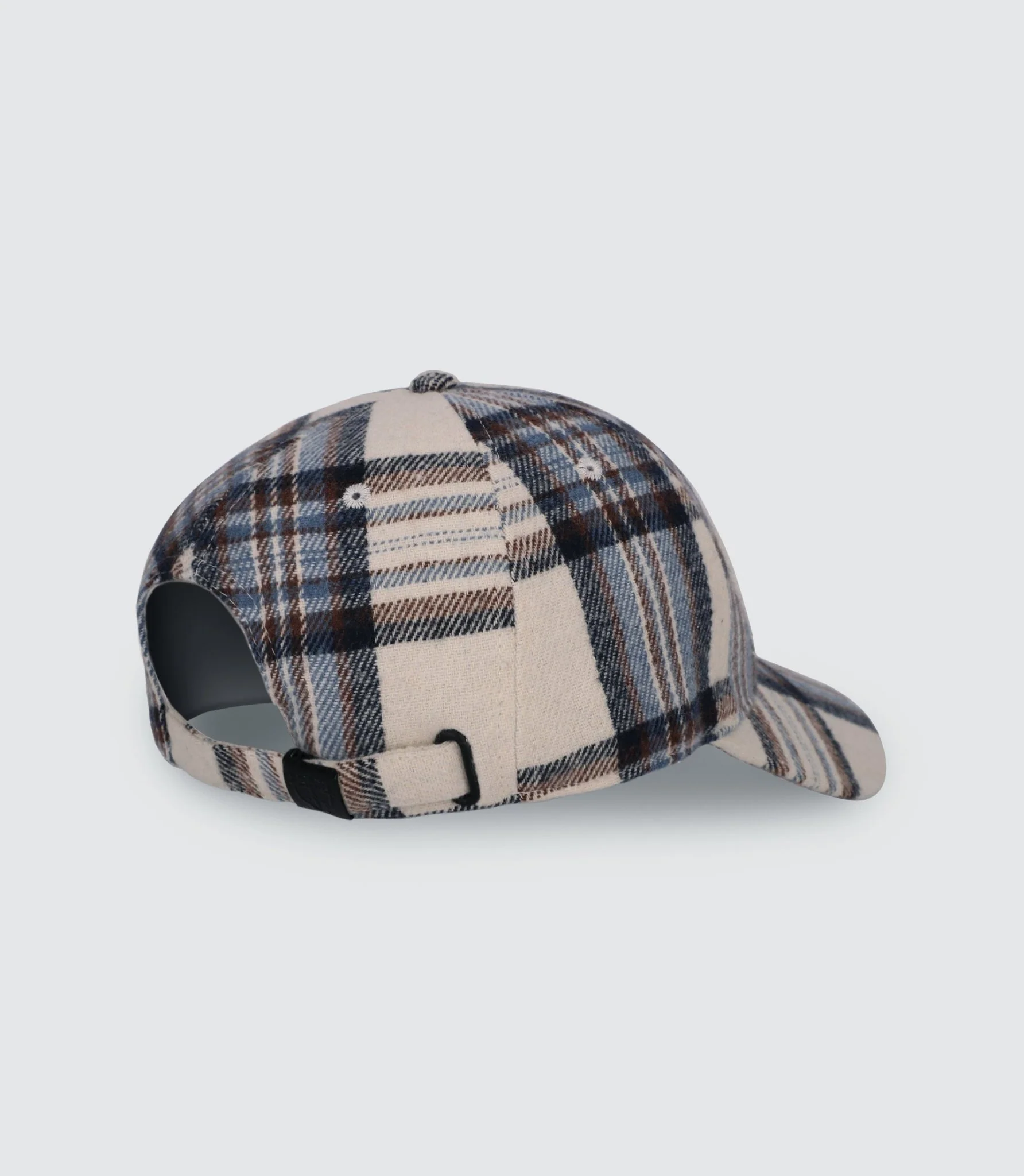 Casquette en tissu à carreaux écrue - Image 2