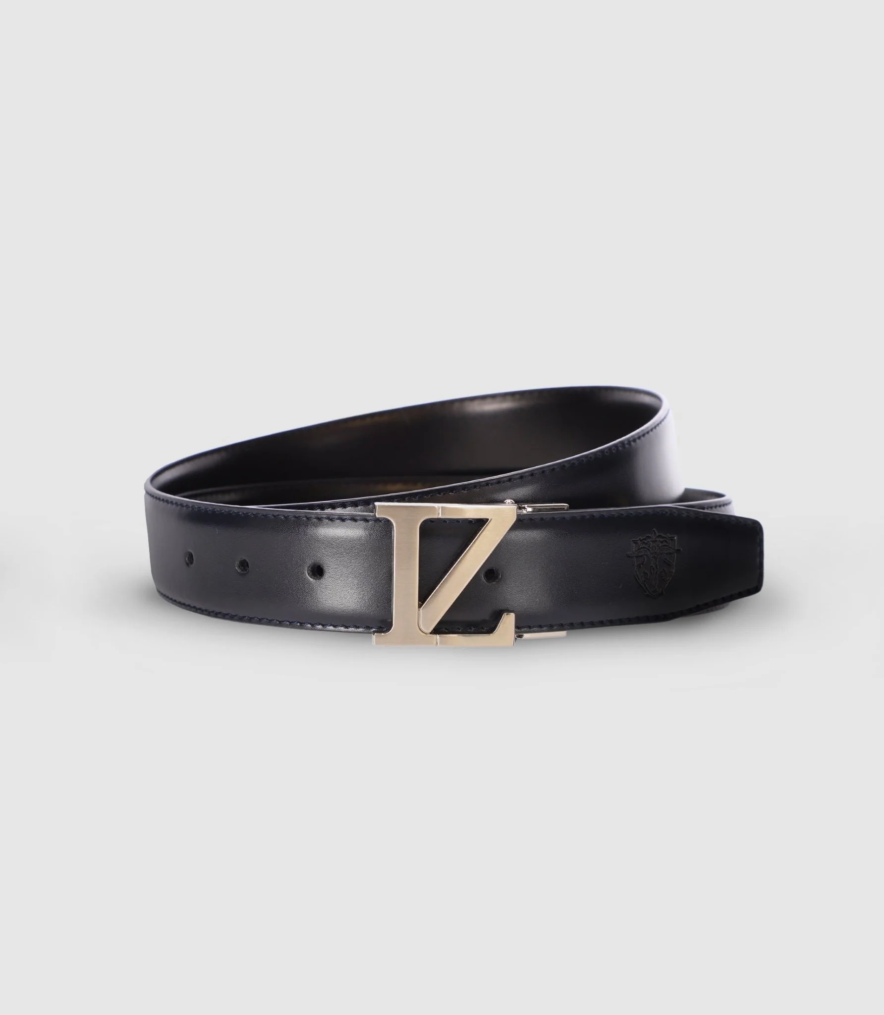 Ceinture réversible avec plaque en métal marine