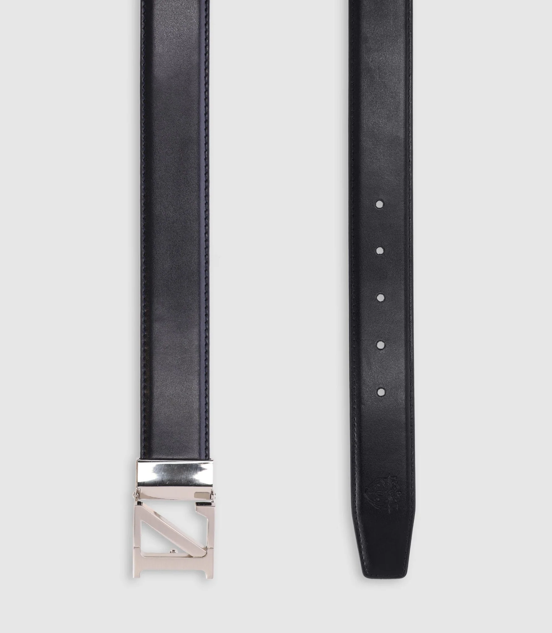 Ceinture réversible avec plaque en métal marine - Image 2