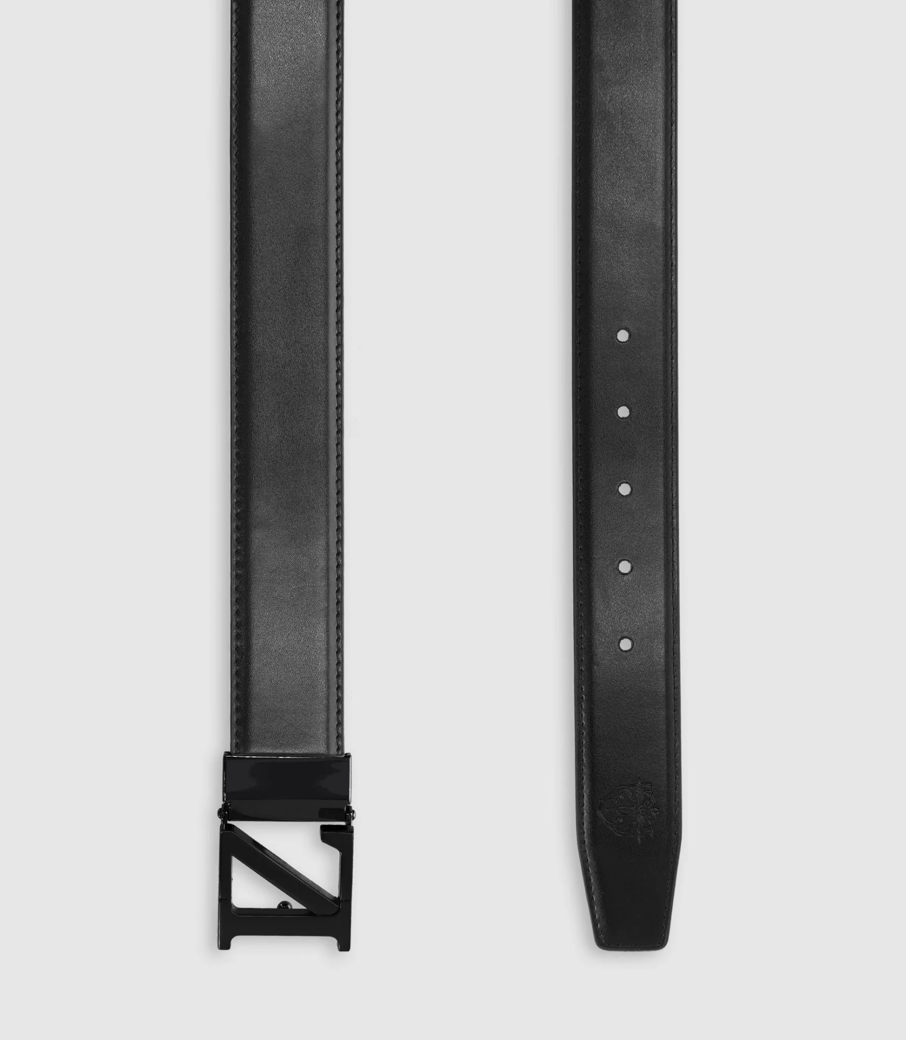 Ceinture réversible avec plaque en métal noire - Image 2