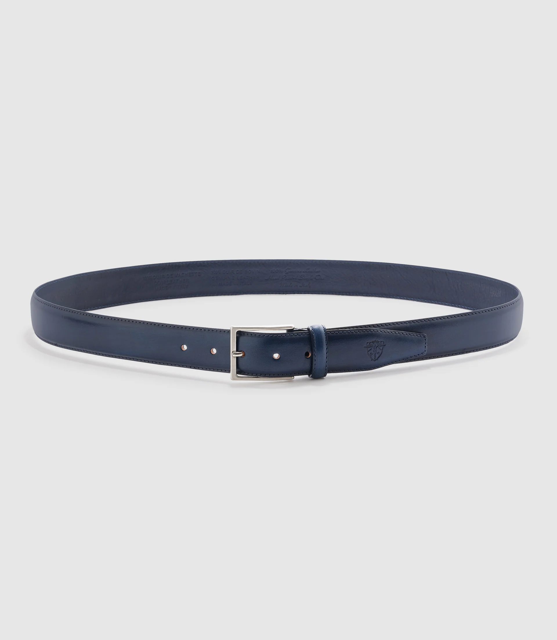 Ceinture ajustable 35mm en cuir marine