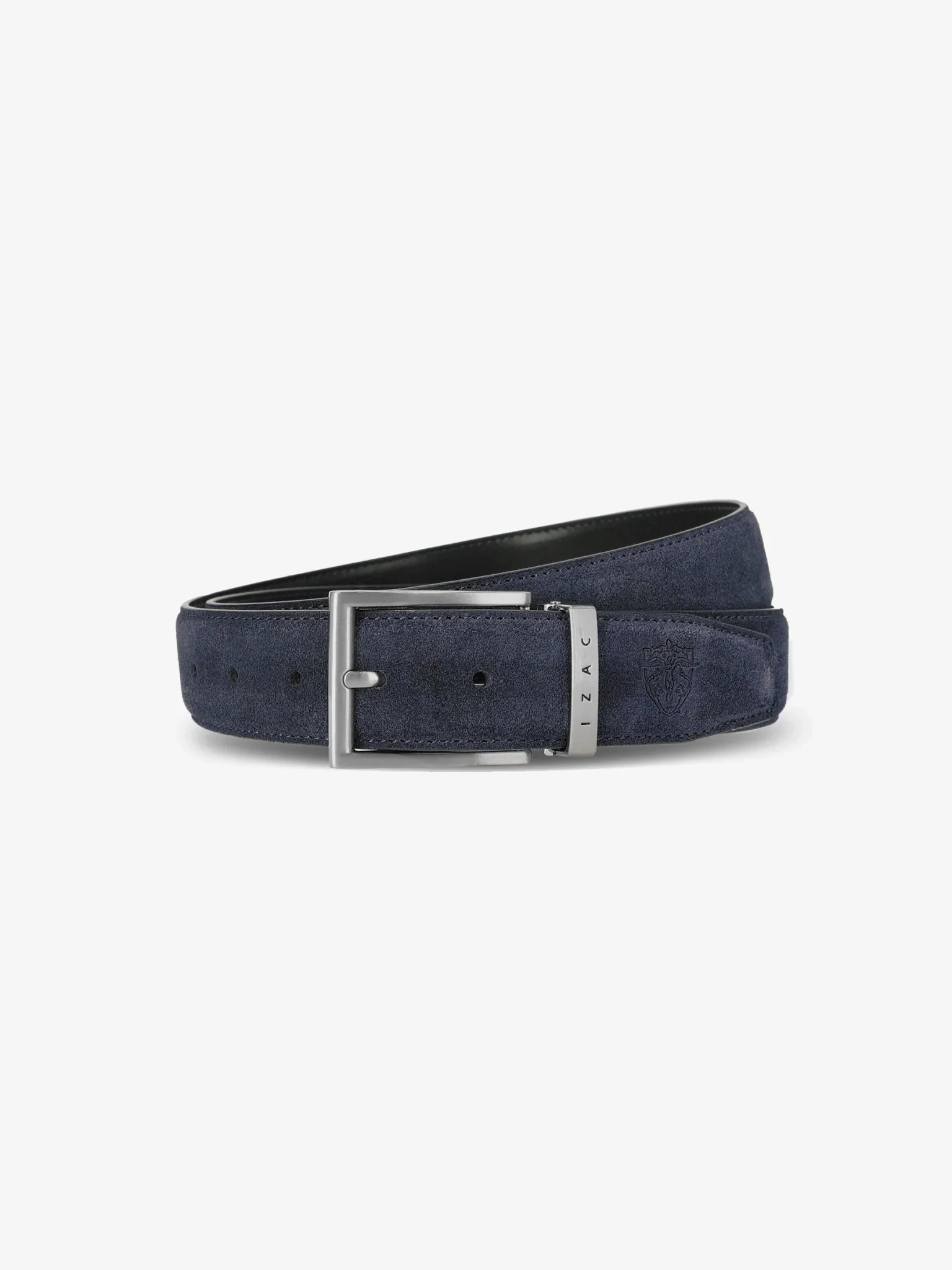 Ceinture réversible en cuir nubuck marine