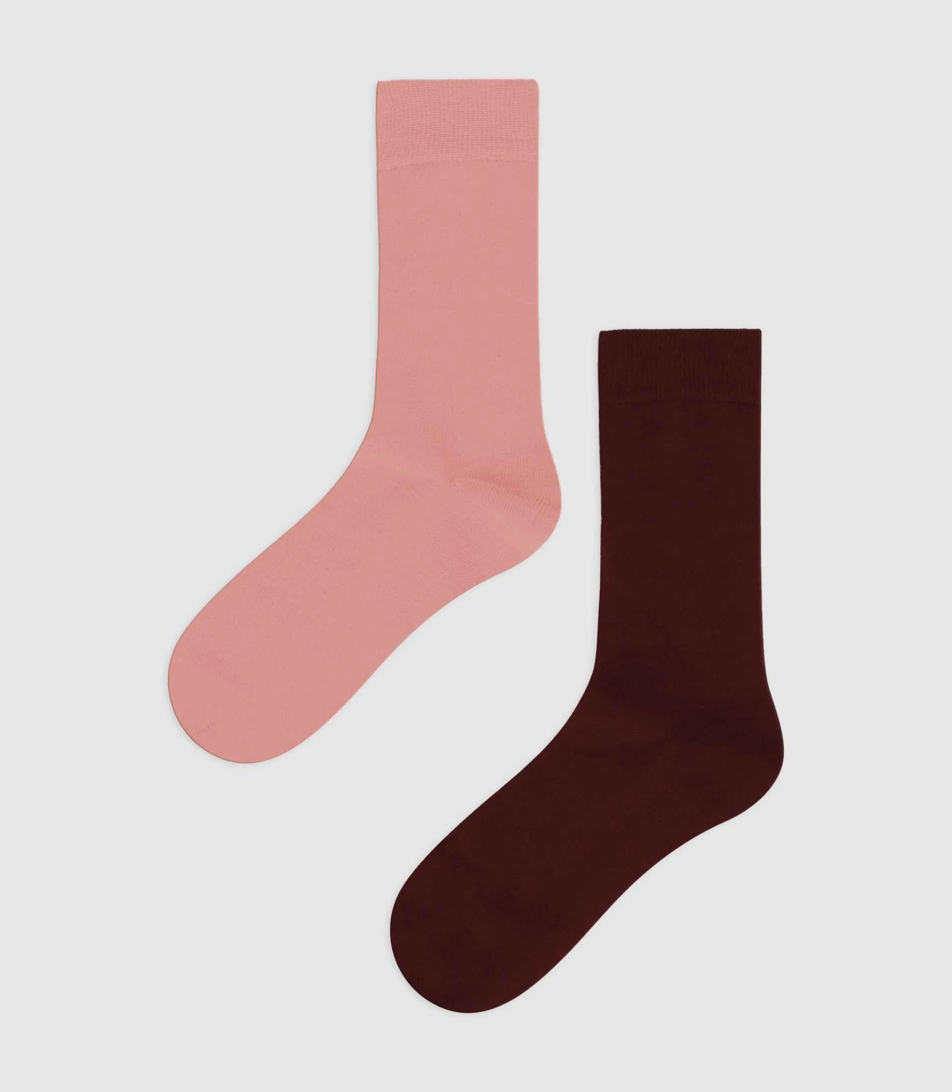 Chaussettes de chaussettes uni en coton rose et bordeaux
