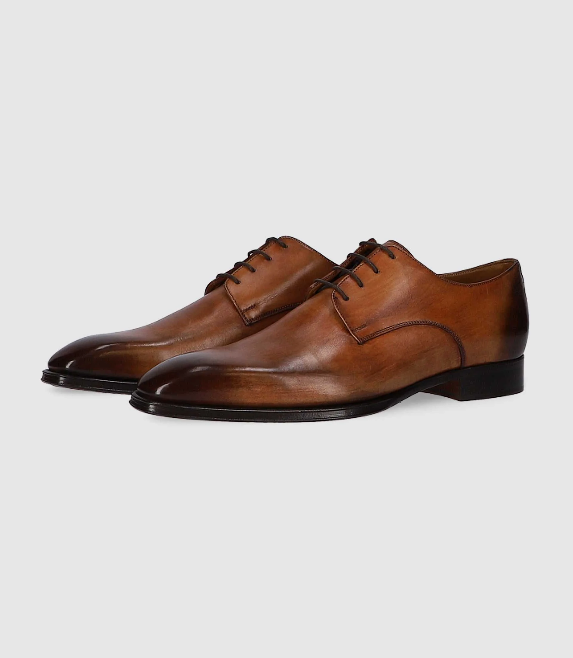 Derby couture en cuir marron clair ORENZO - Image 2