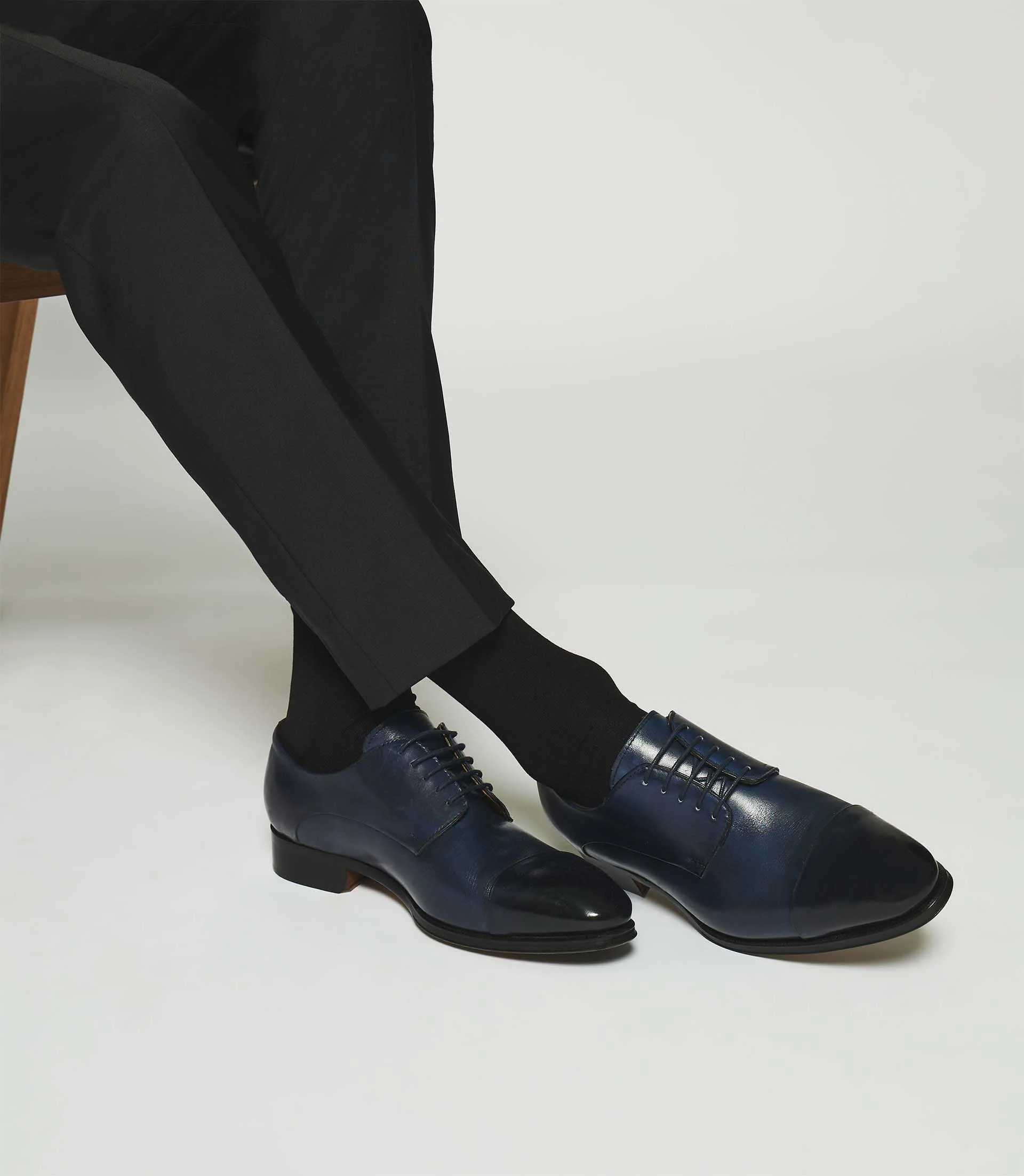 Derby couture en cuir marine ELVIS