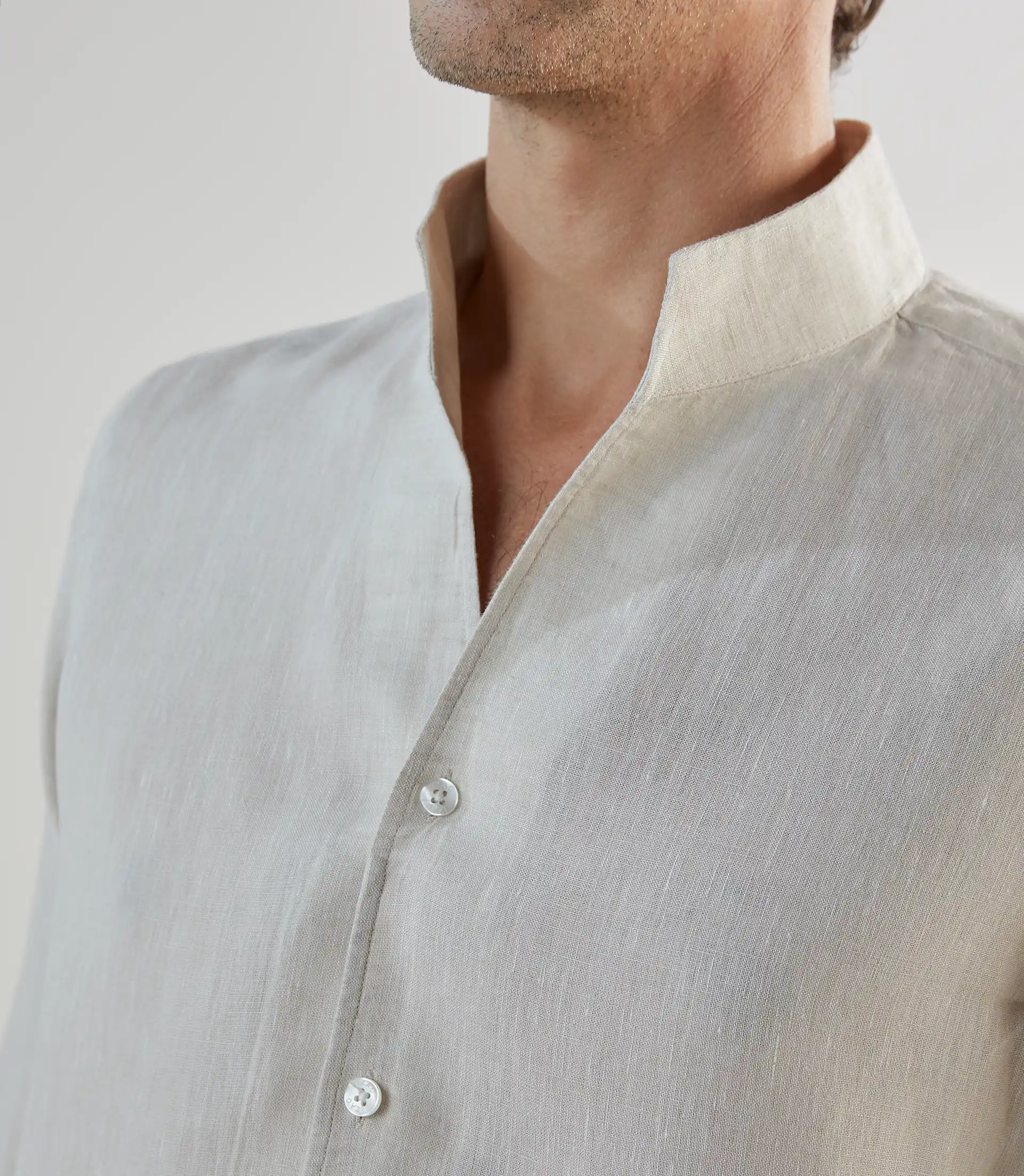 Chemise 100% lin beige - Image 2