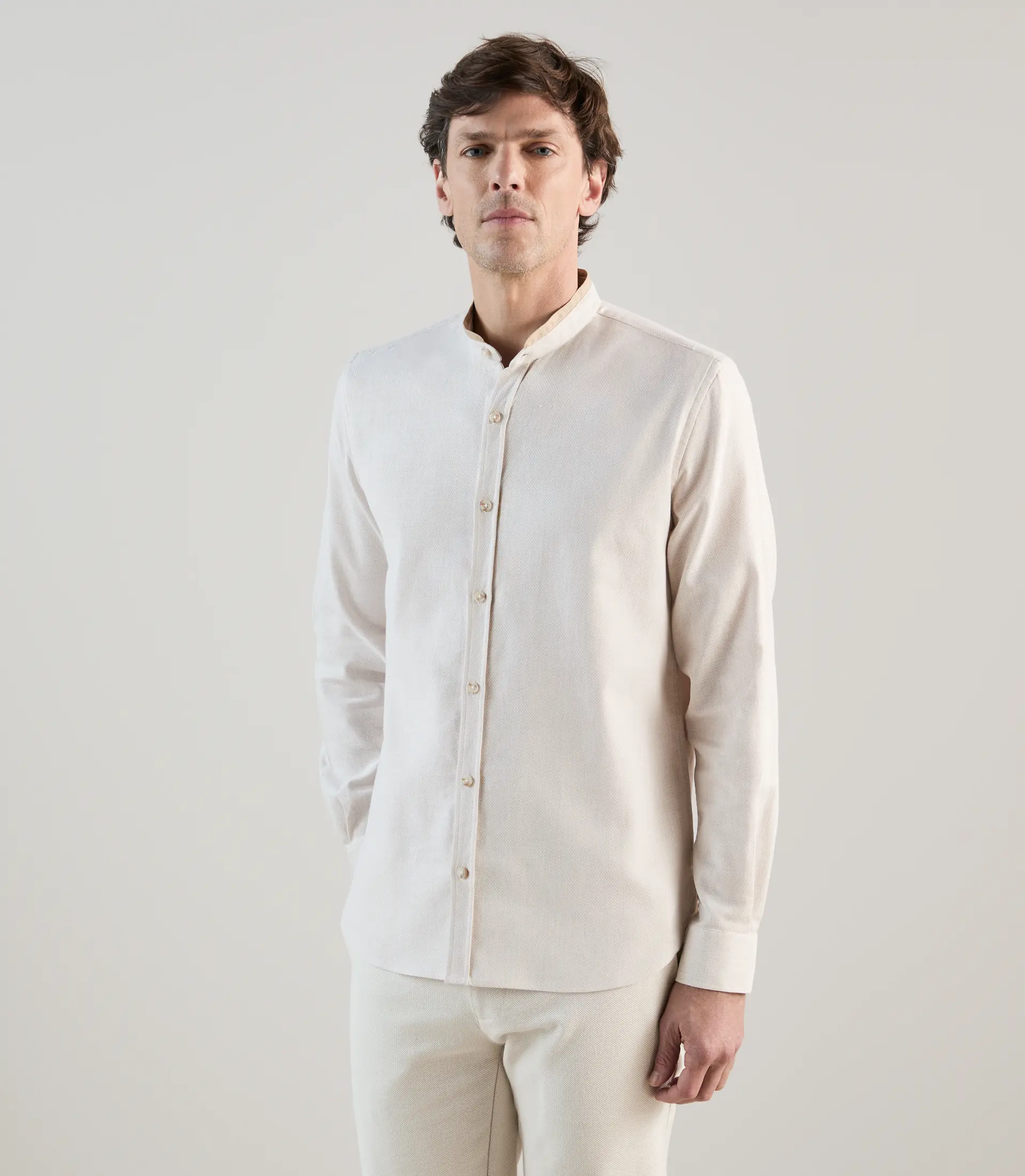Chemise à coudières beige