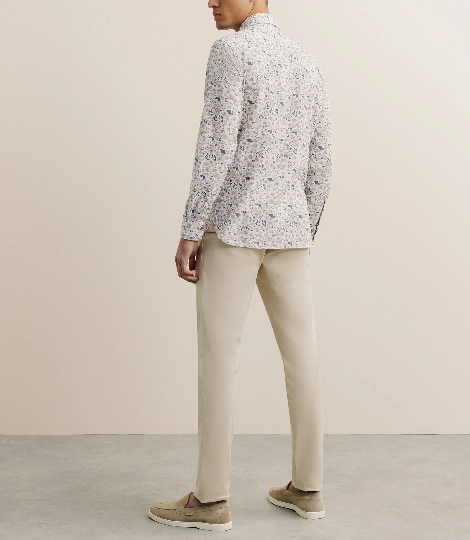 Chemise à fleurs 100% coton beige - Image 4