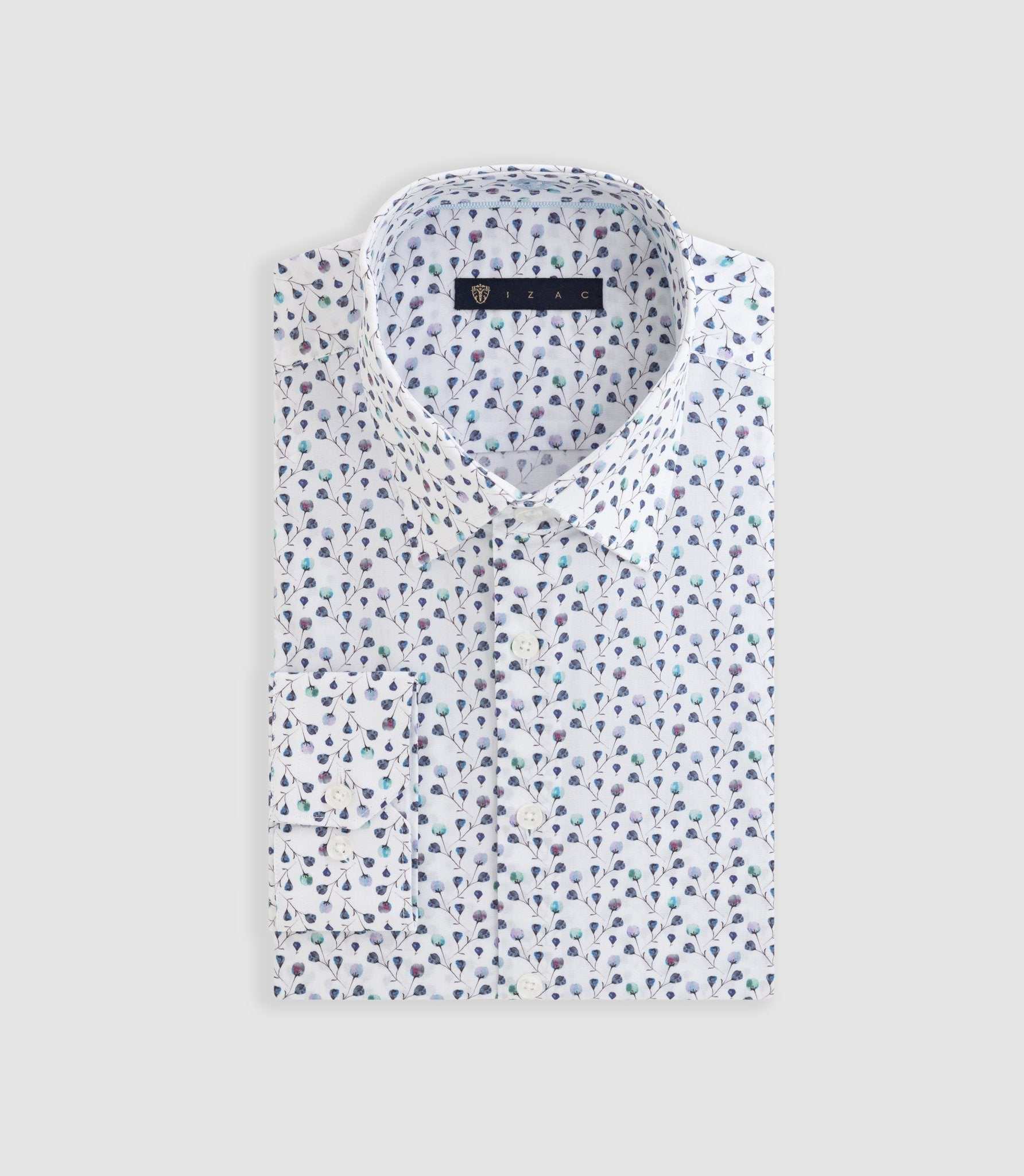 Chemise à imprimé floral blanc-marine "Demis"
