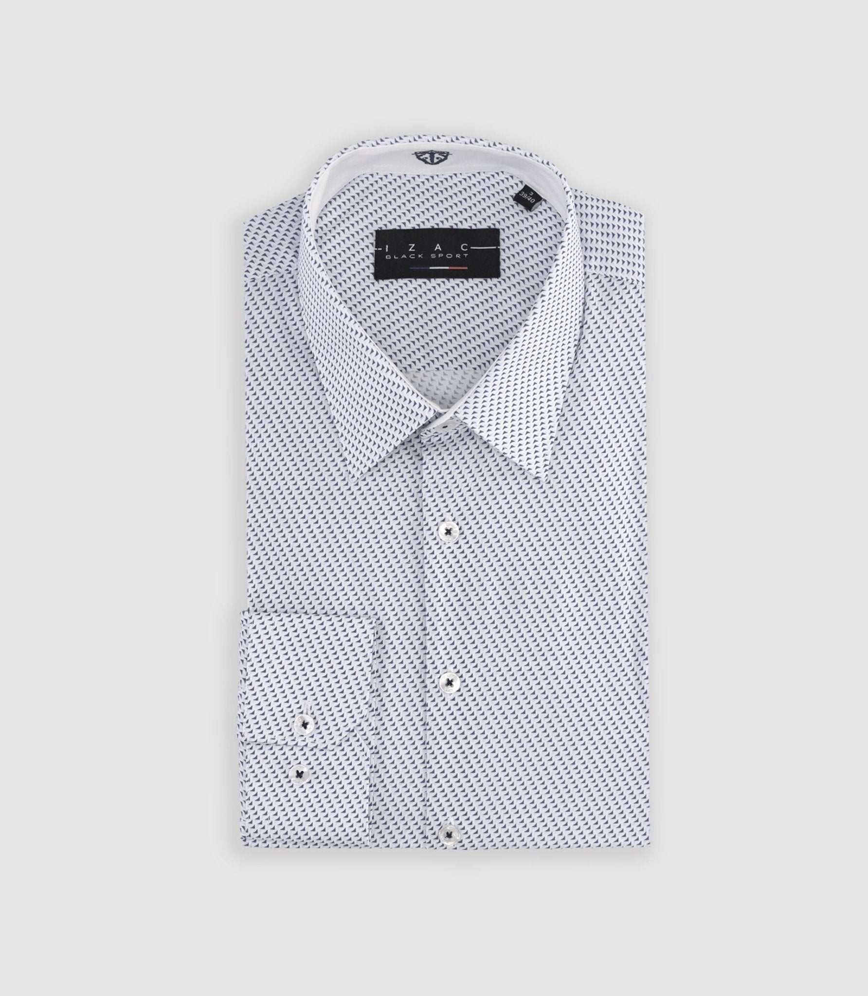 Chemise slim à imprimé micro motifs bleu MATHIS - Image 3