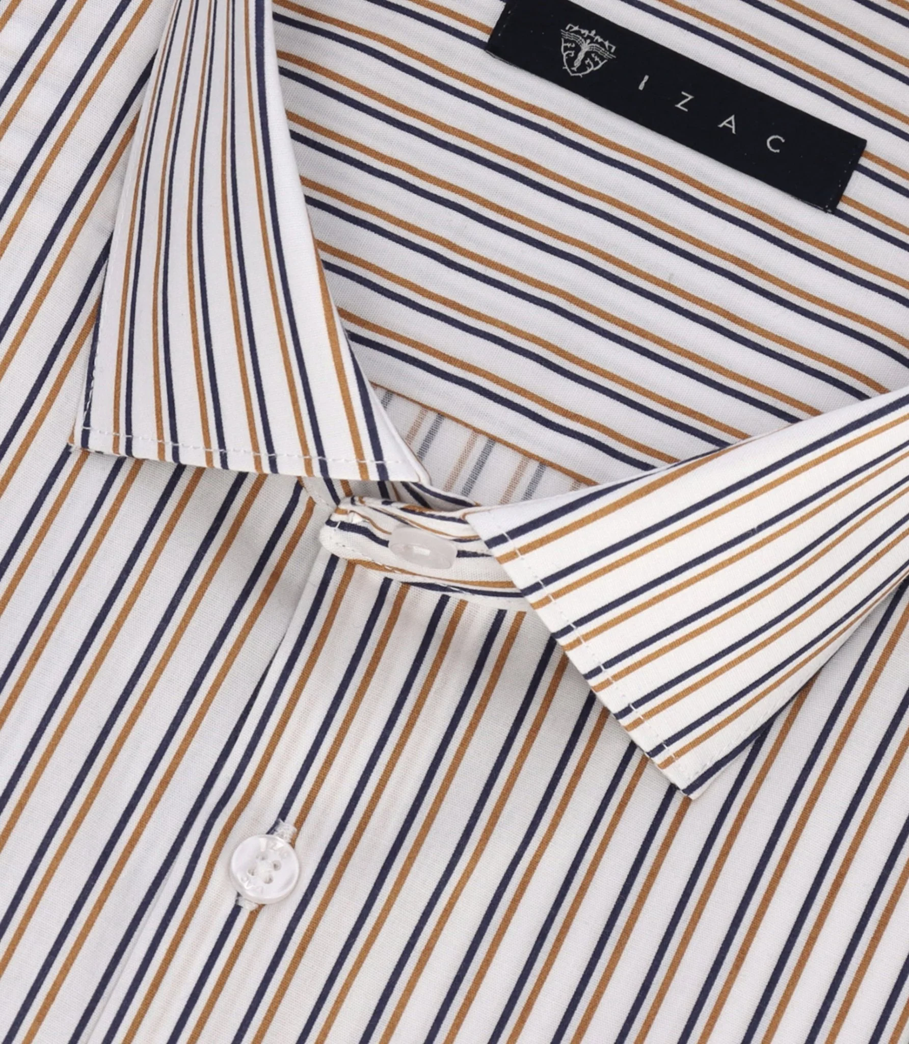 Chemise à rayures marine et camel MICKI - Image 2