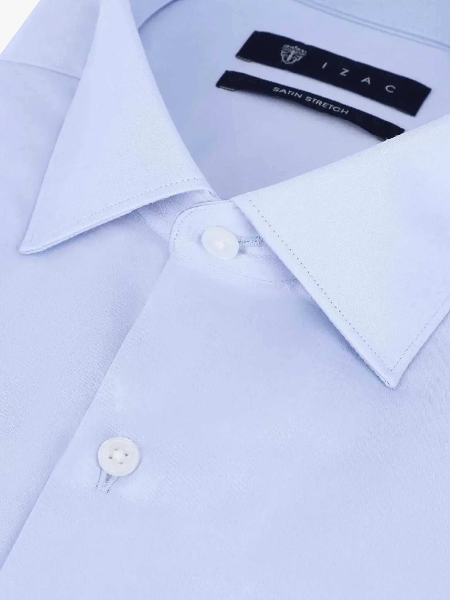 Chemise slim en satin de coton ciel - Image 2