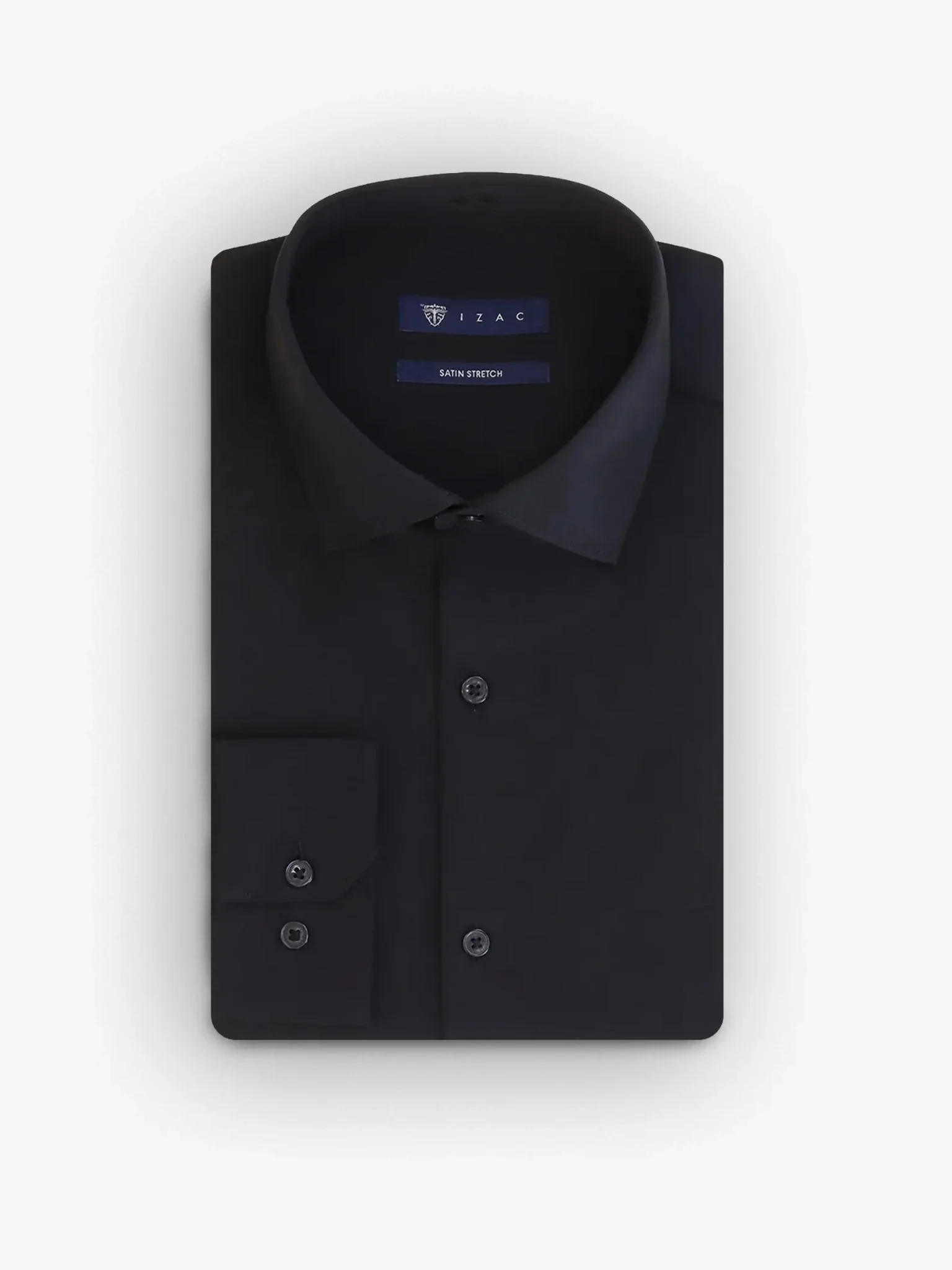 Chemise slim en satin de coton noire