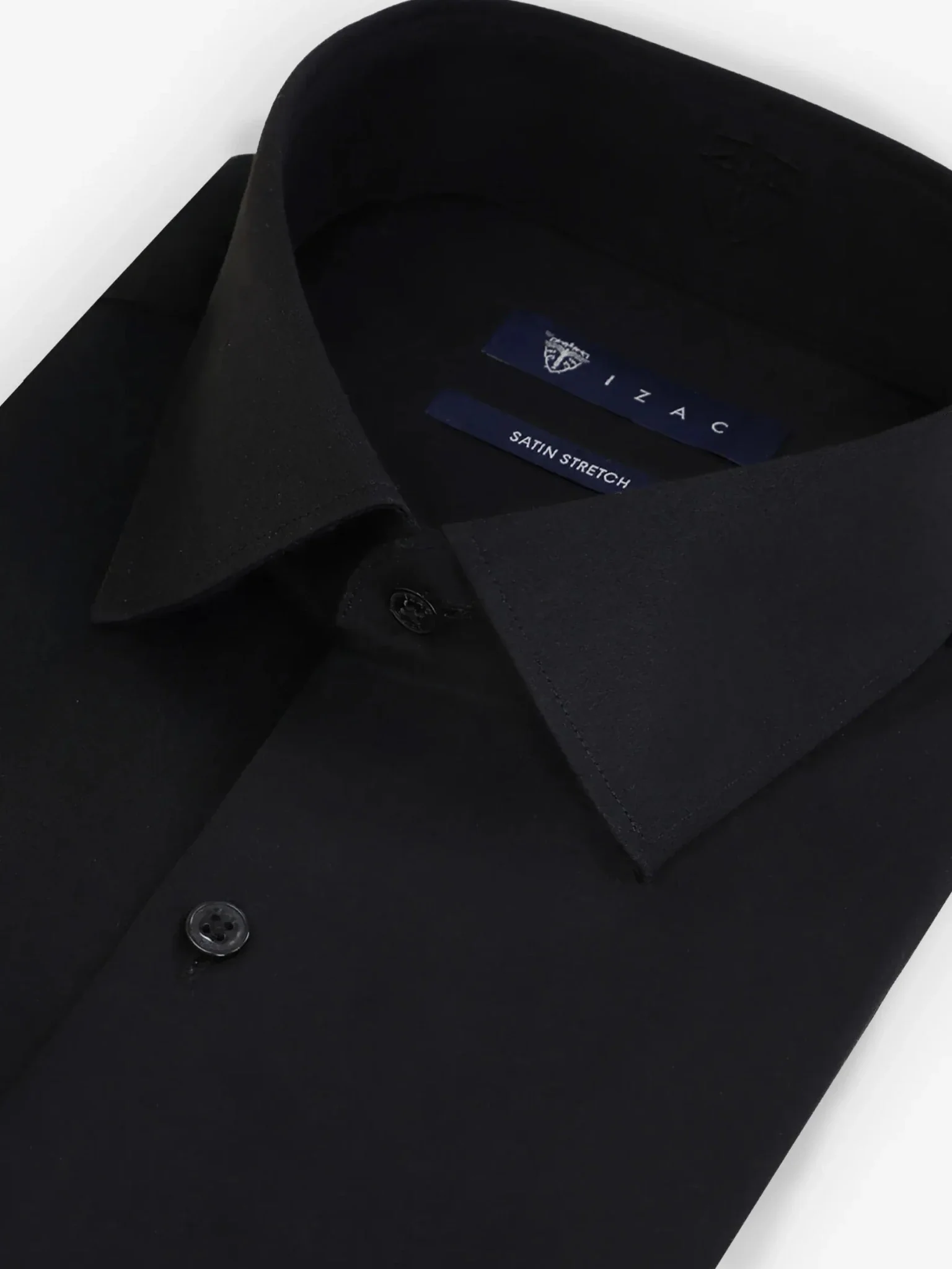 Chemise slim en satin de coton noire - Image 2