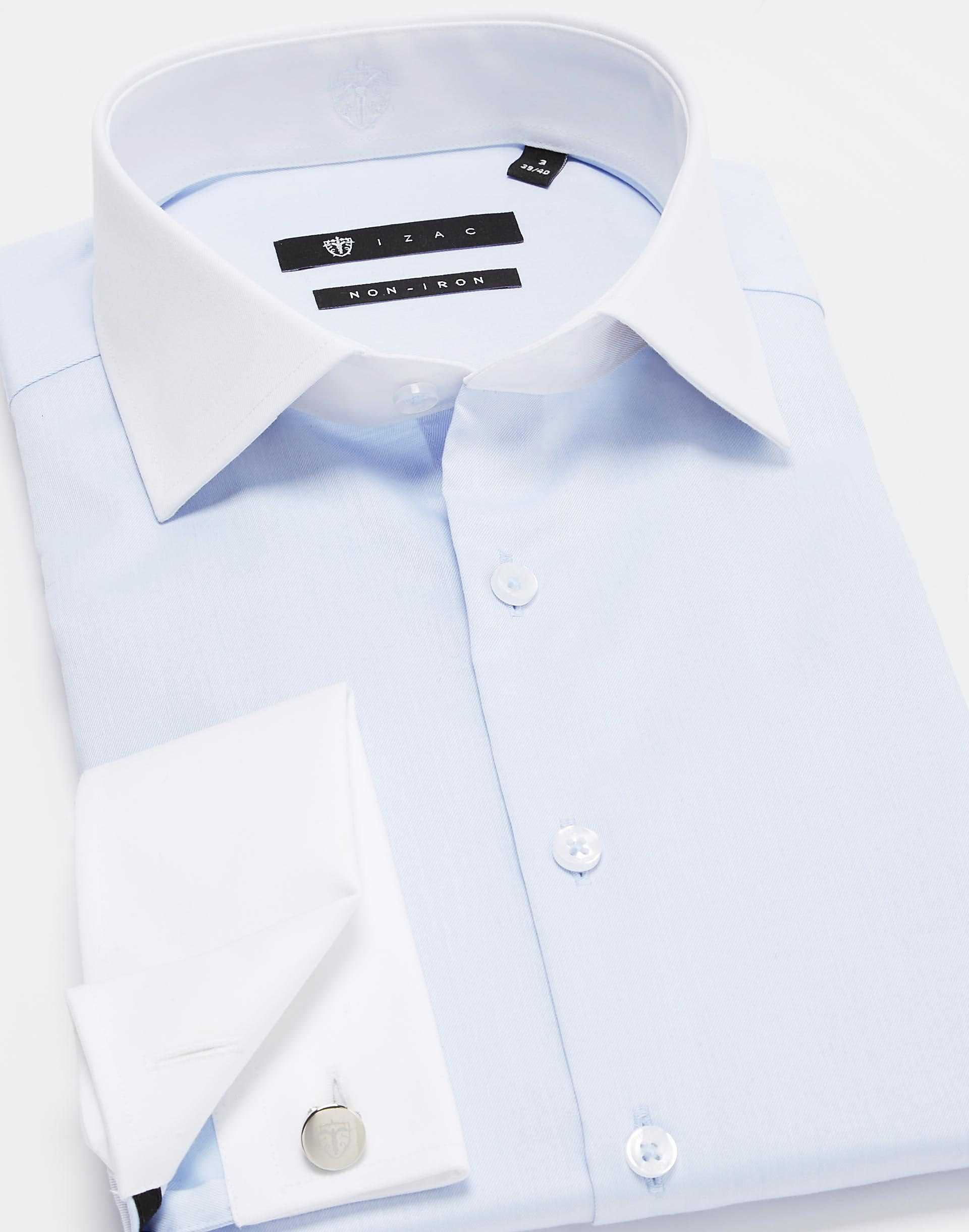 Chemise ajustée non-iron ciel - Image 2