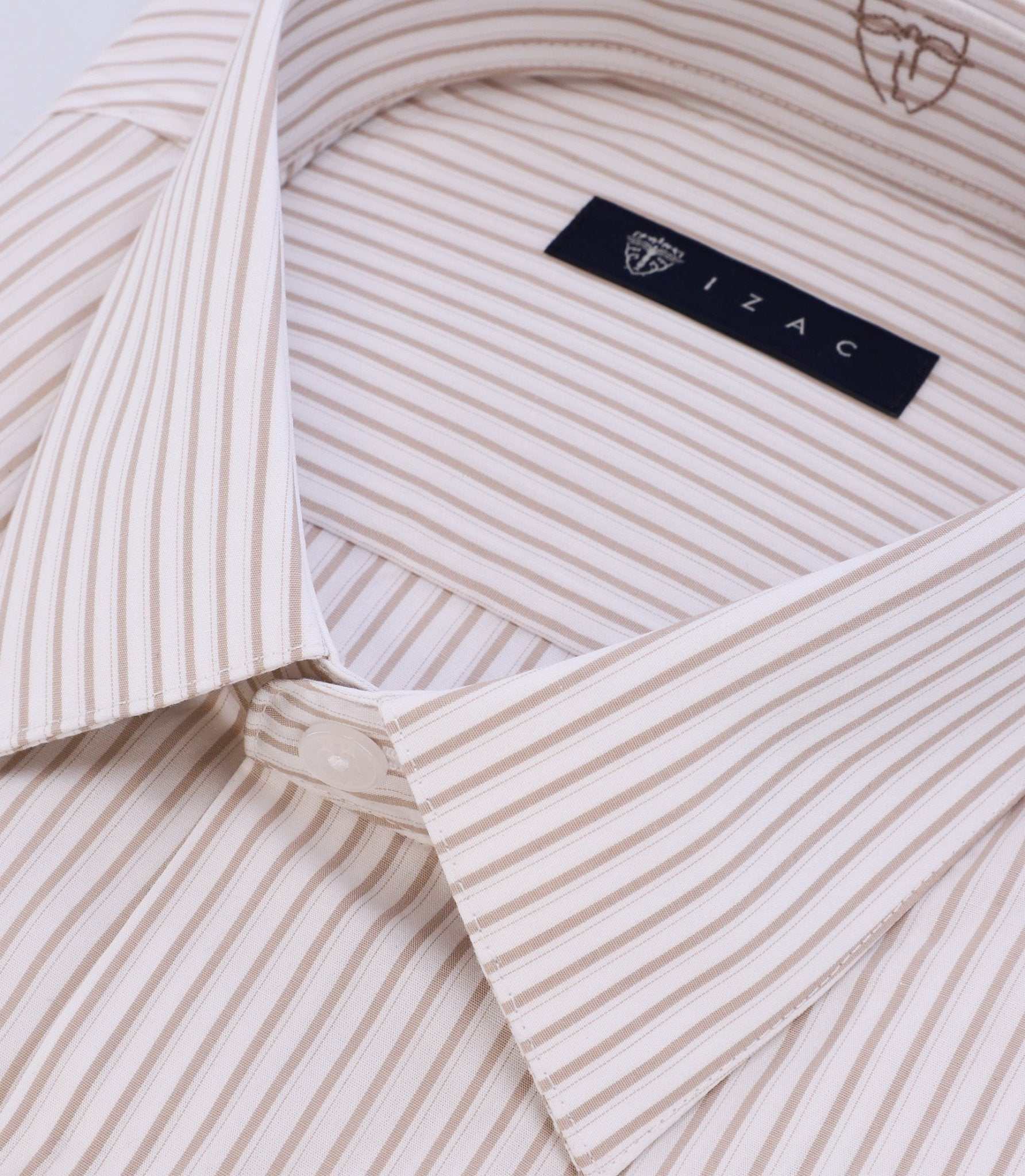 Chemise ajustée rayée beige - Image 2