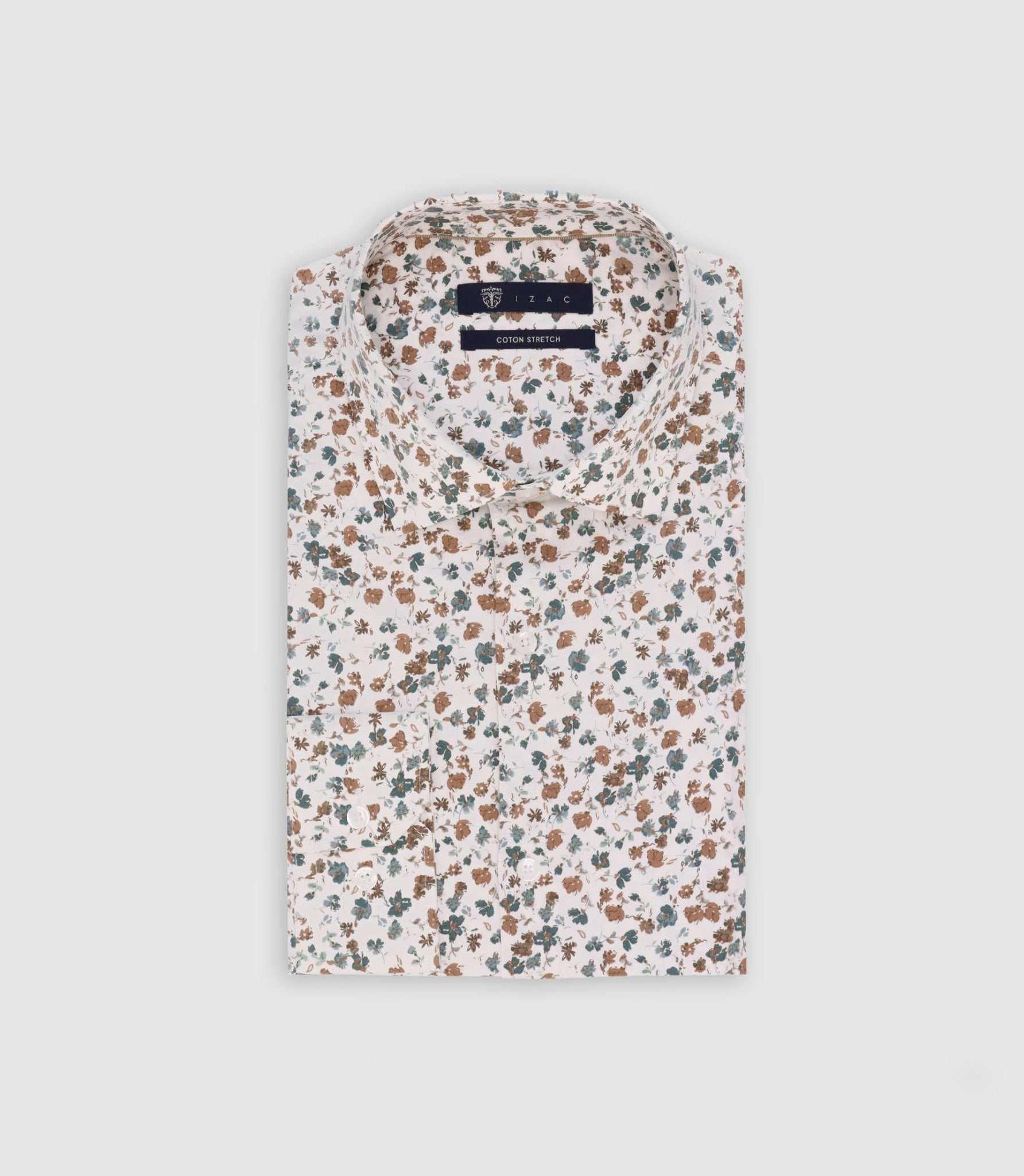 Chemise imprimée blanche et camel