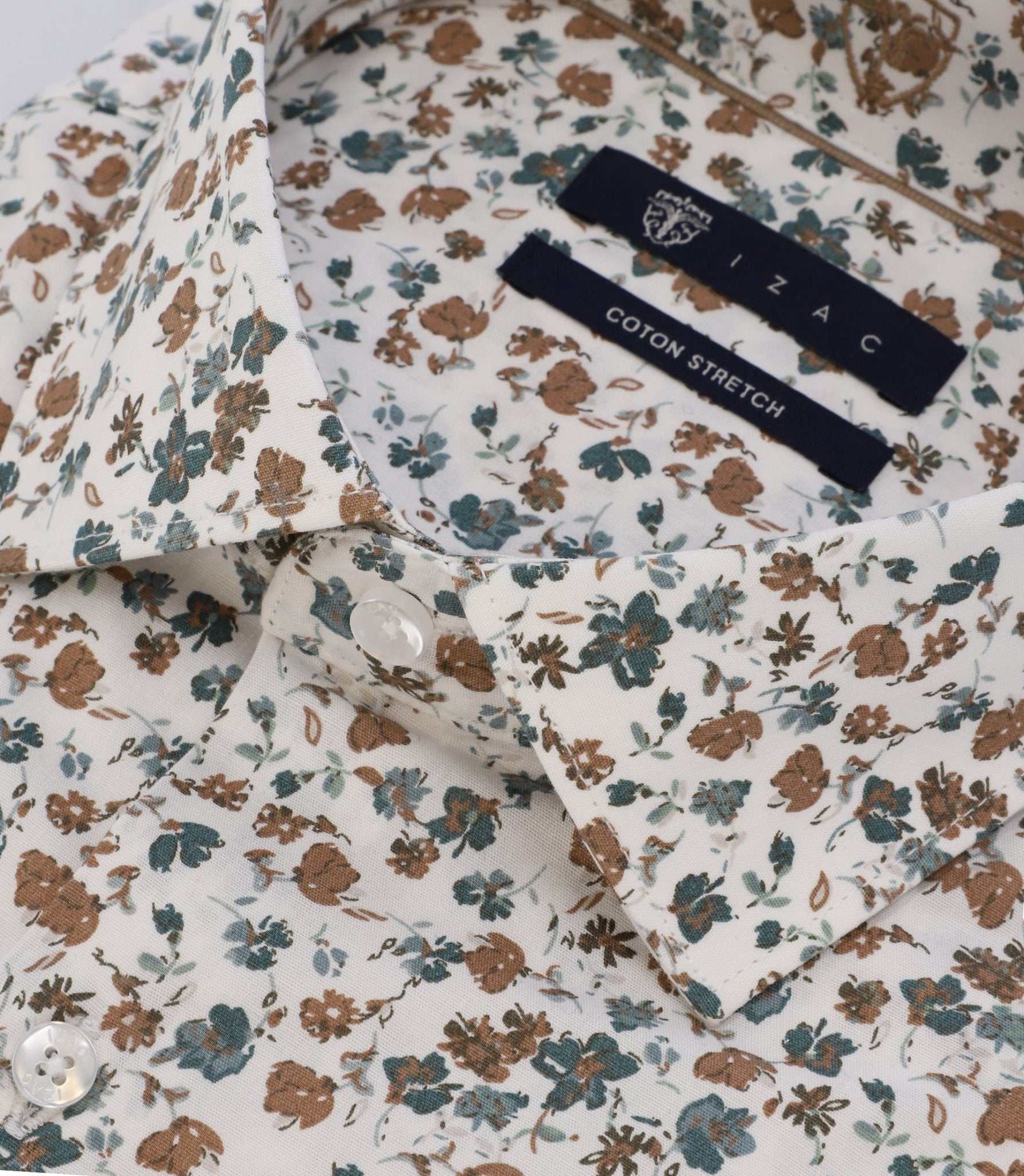 Chemise imprimée blanche et camel - Image 2