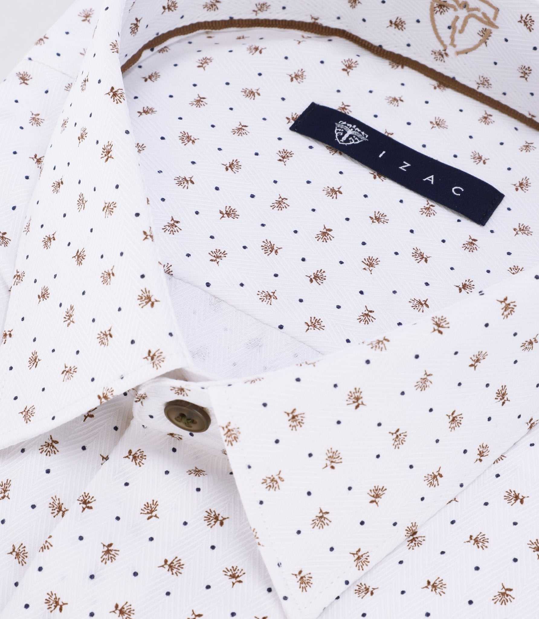 Chemise avec micro motifs blanche et camel - Image 2