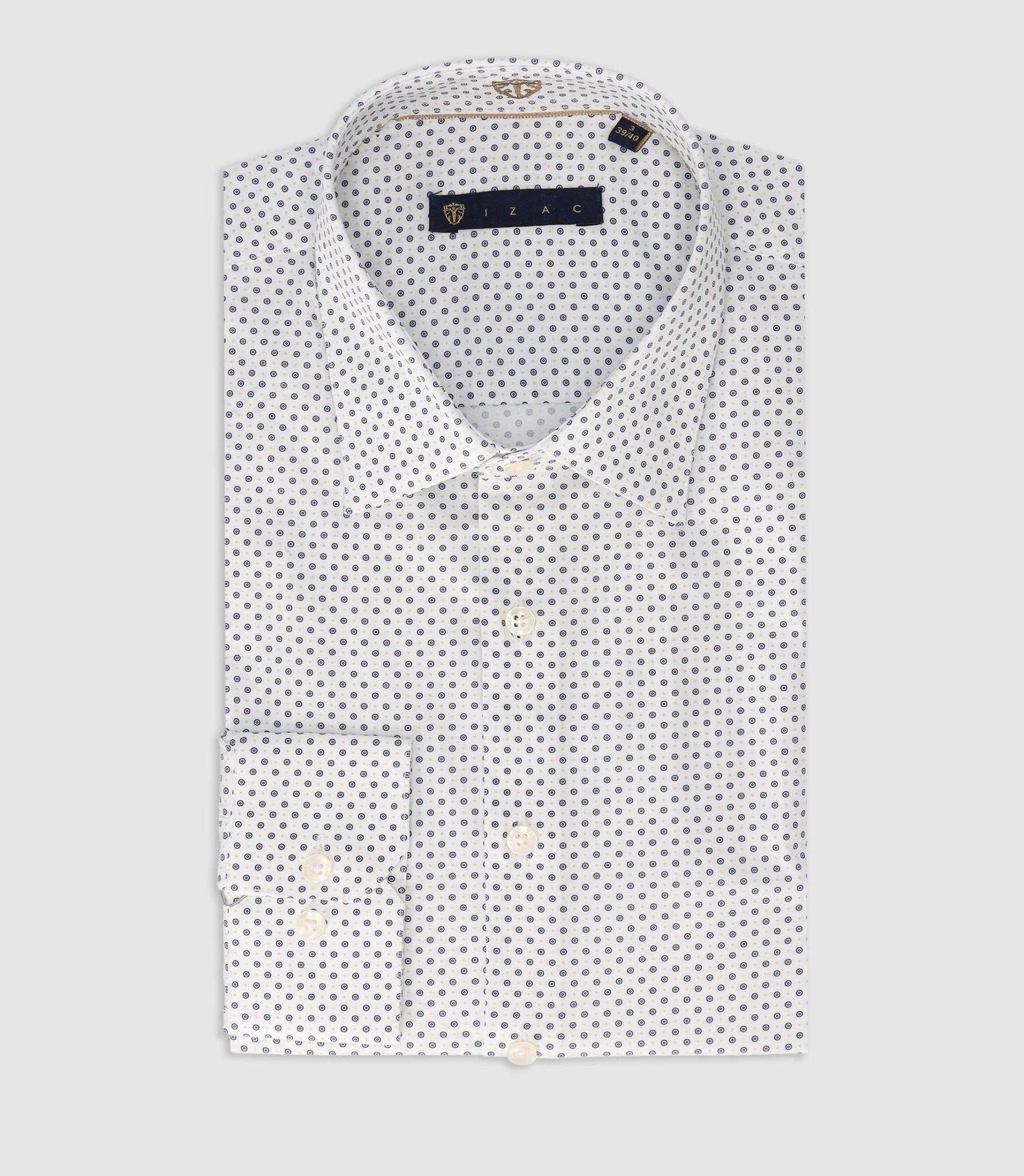 Chemise slim imprimée blanche et marine PRIMAEL